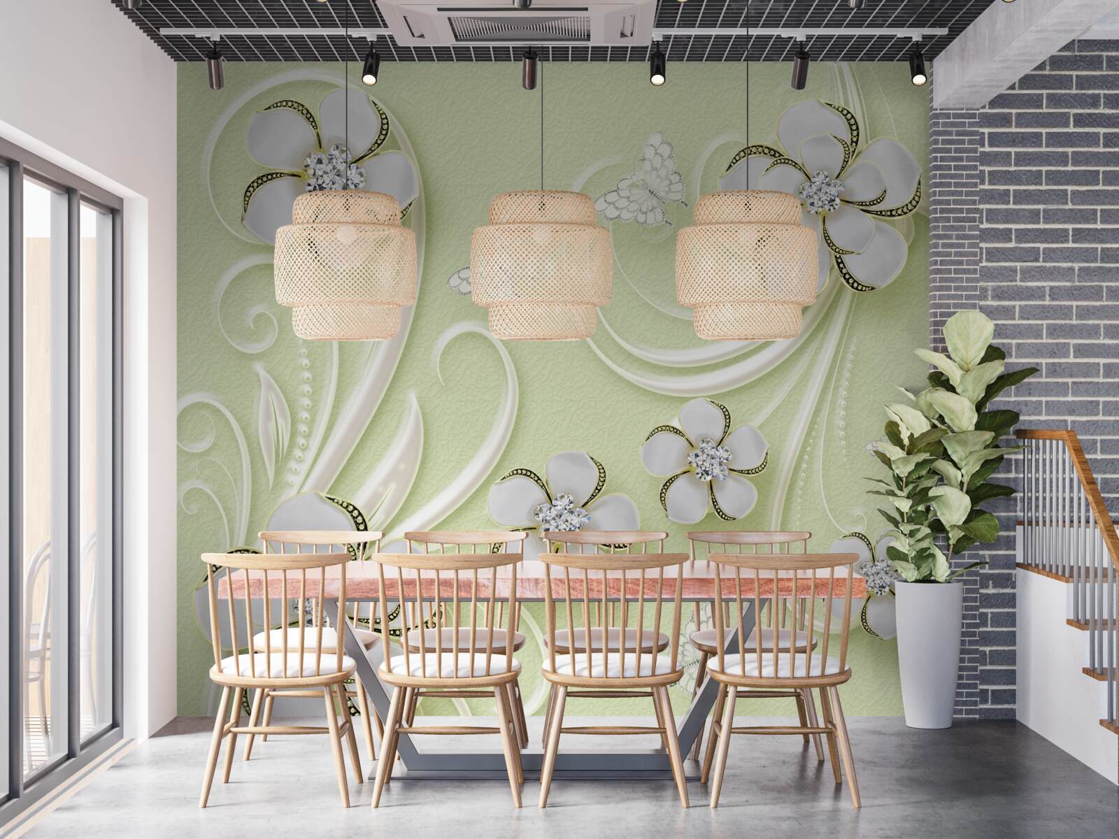 Фотошпалери мазки на м'якому зеленому тлі