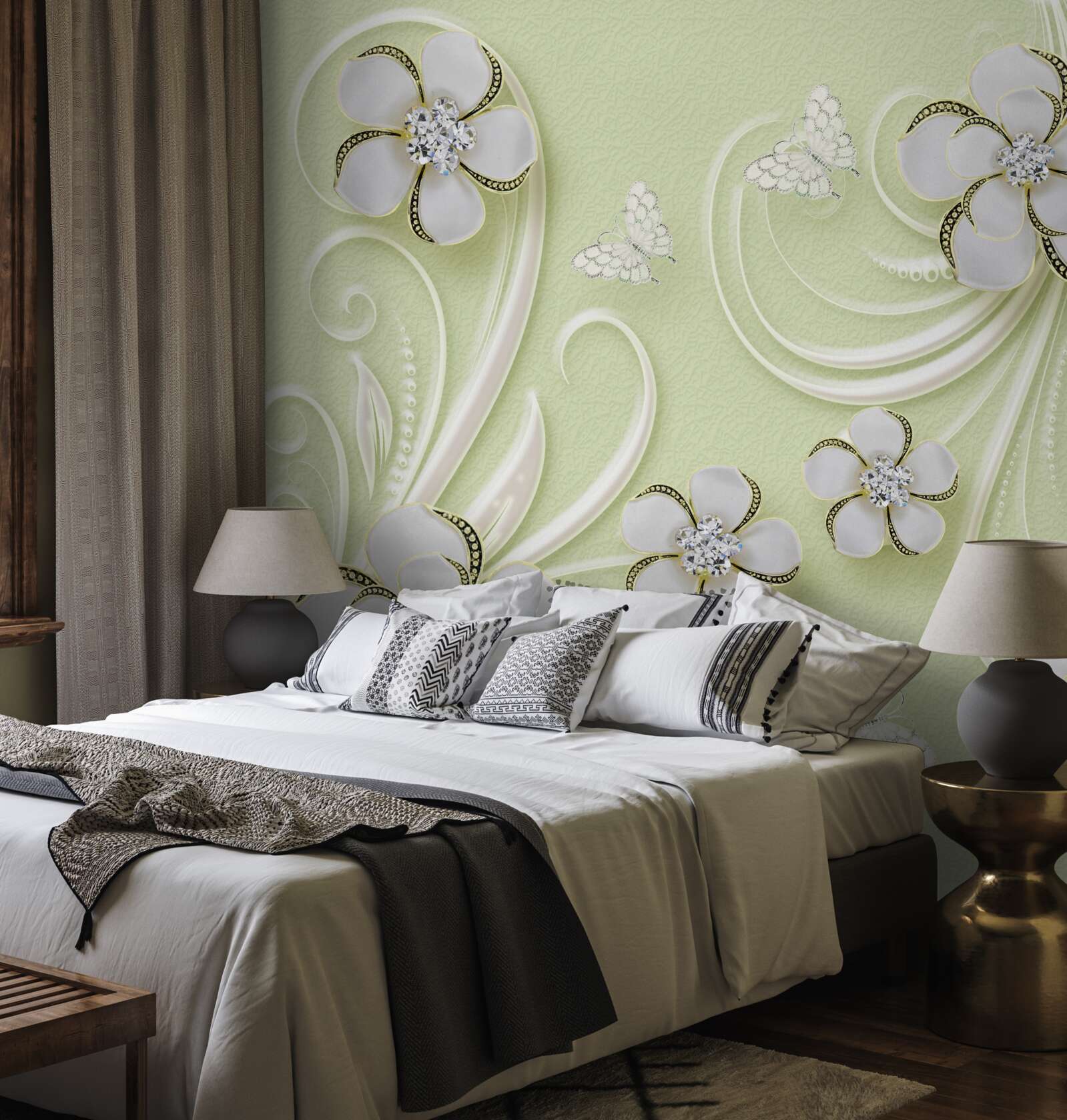 Фотошпалери мазки на м'якому зеленому тлі