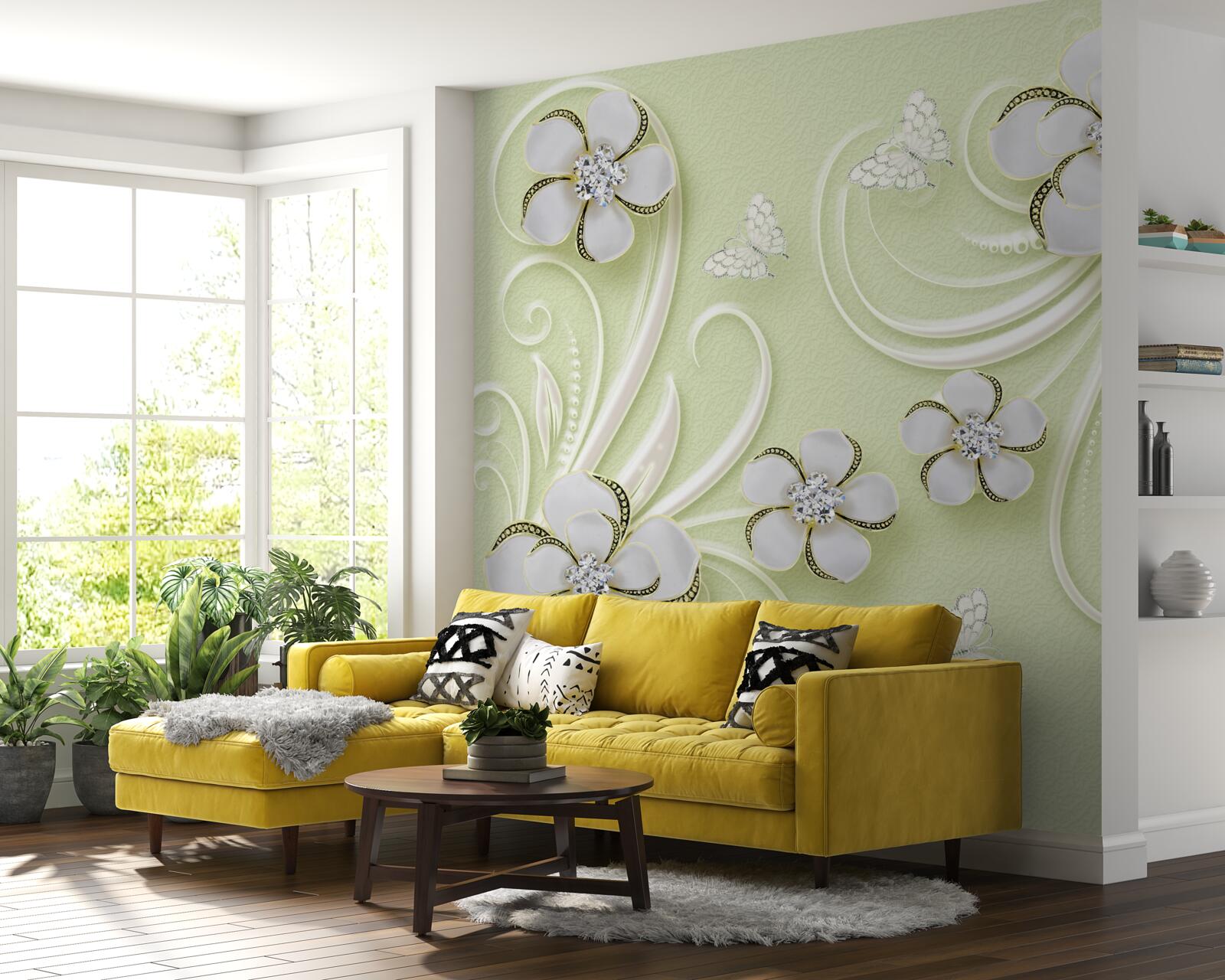 Фотошпалери мазки на м'якому зеленому тлі