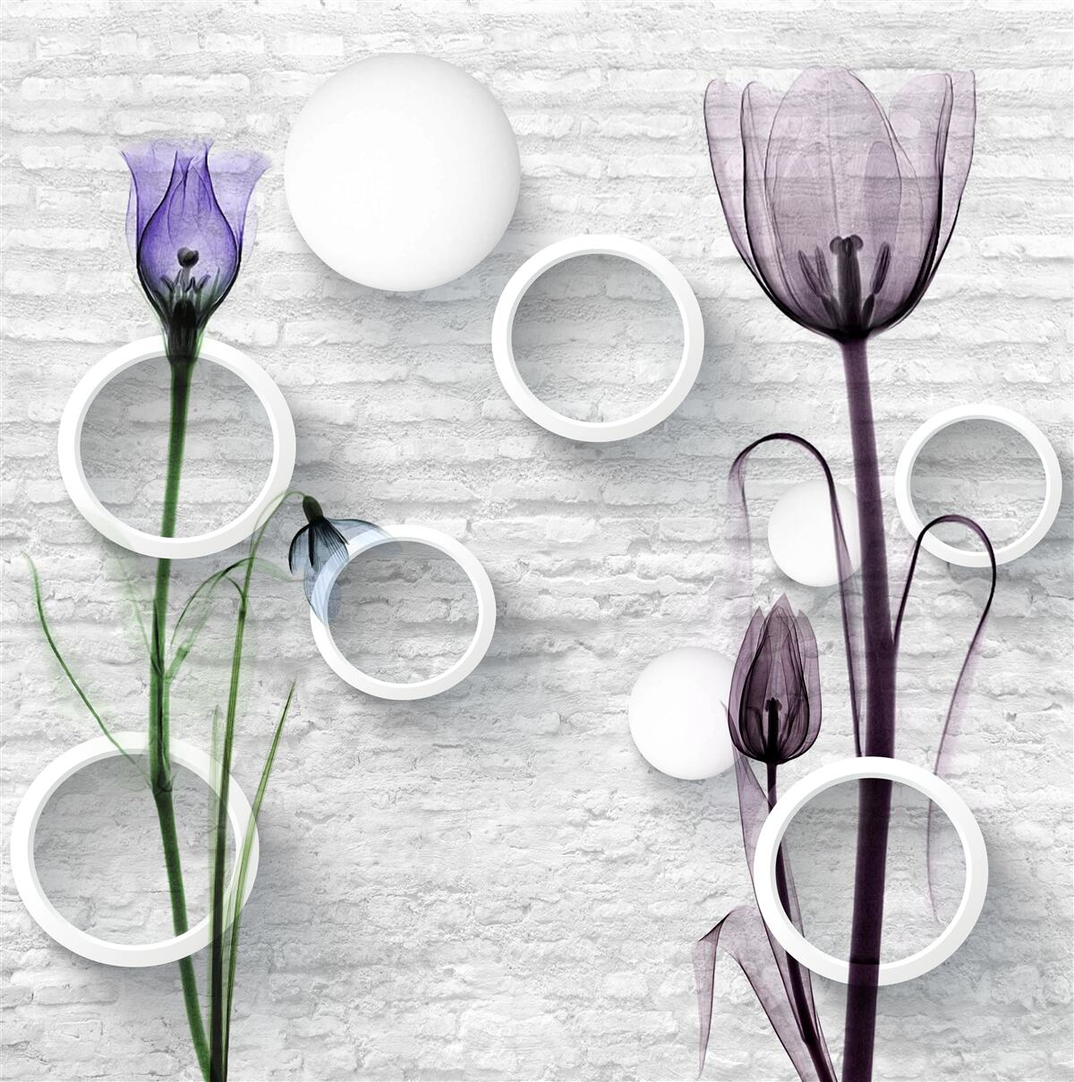 Фотошпалери вишукані бутони на гілках і туго скручені кола