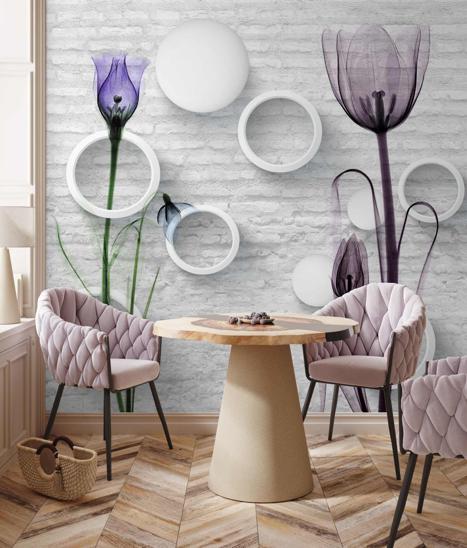 Фотошпалери вишукані бутони на гілках і туго скручені кола