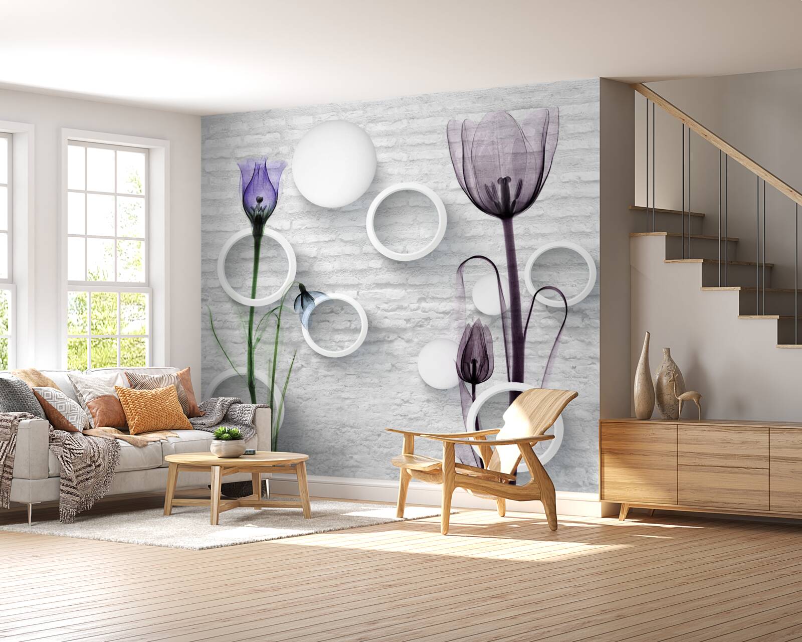 Фотошпалери вишукані бутони на гілках і туго скручені кола