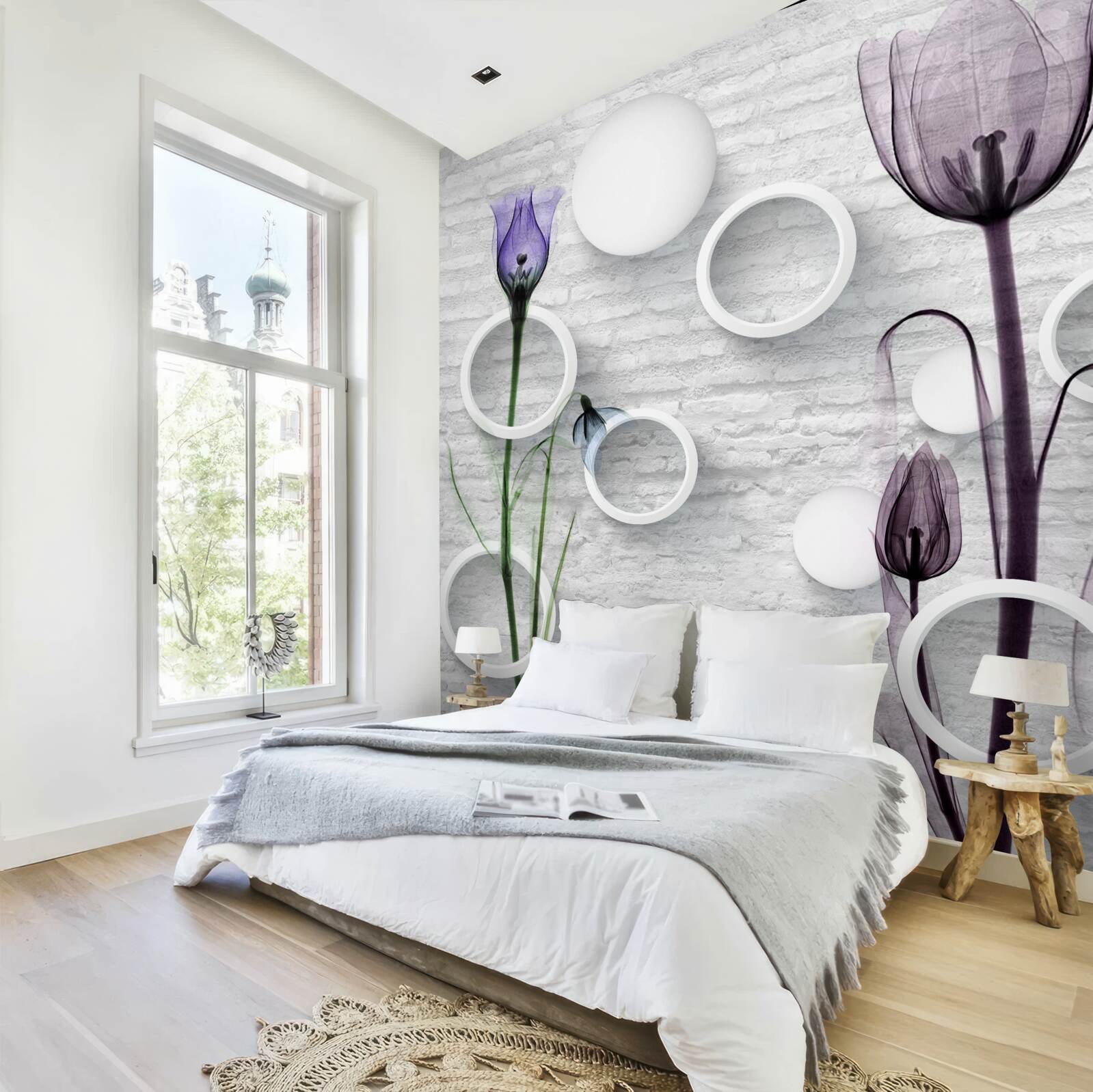 Фотошпалери вишукані бутони на гілках і туго скручені кола