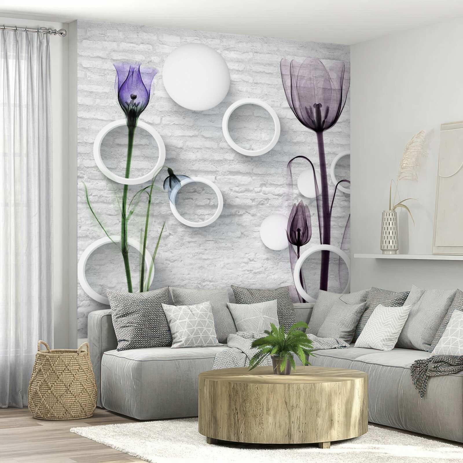 Фотошпалери вишукані бутони на гілках і туго скручені кола