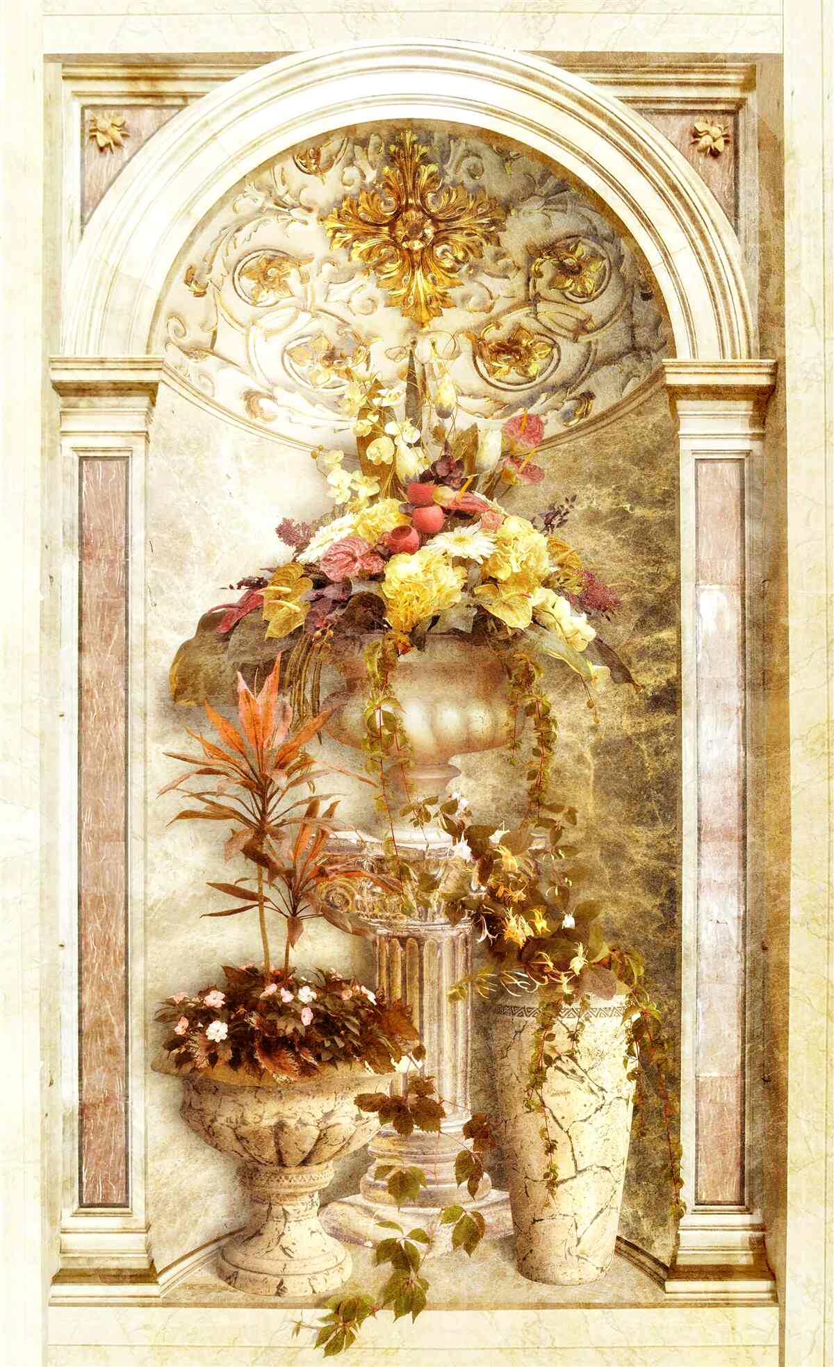 Фотошпалери прямокутна арка, прикрашена осінніми відтінками