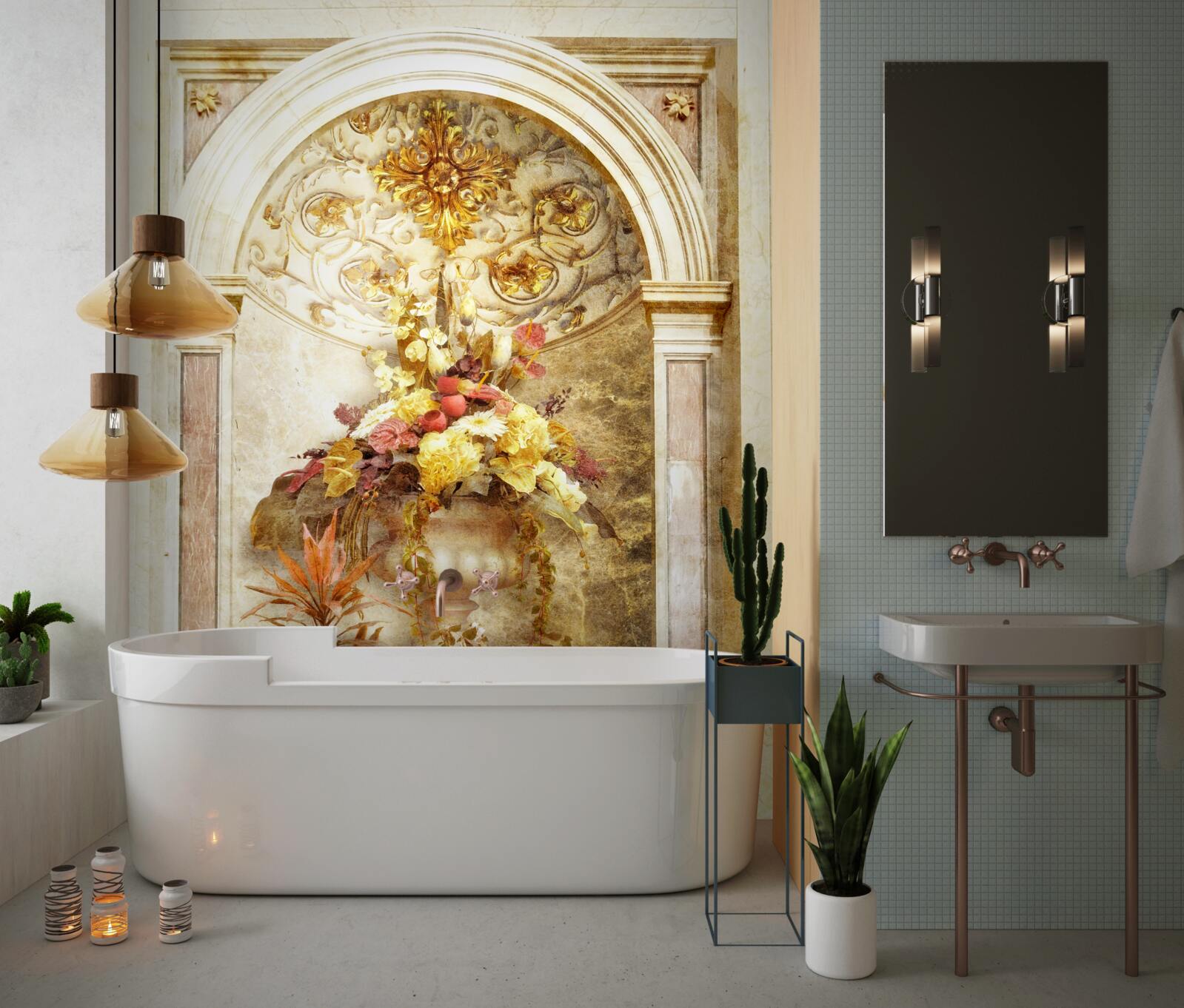 Фотошпалери прямокутна арка, прикрашена осінніми відтінками