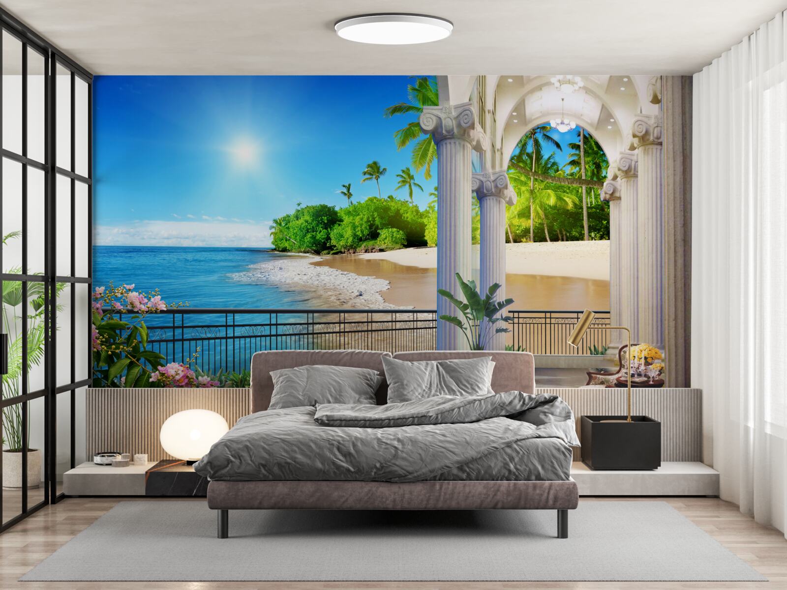 Фотошпалери яскравий сонячний день на тропічному узбережжі