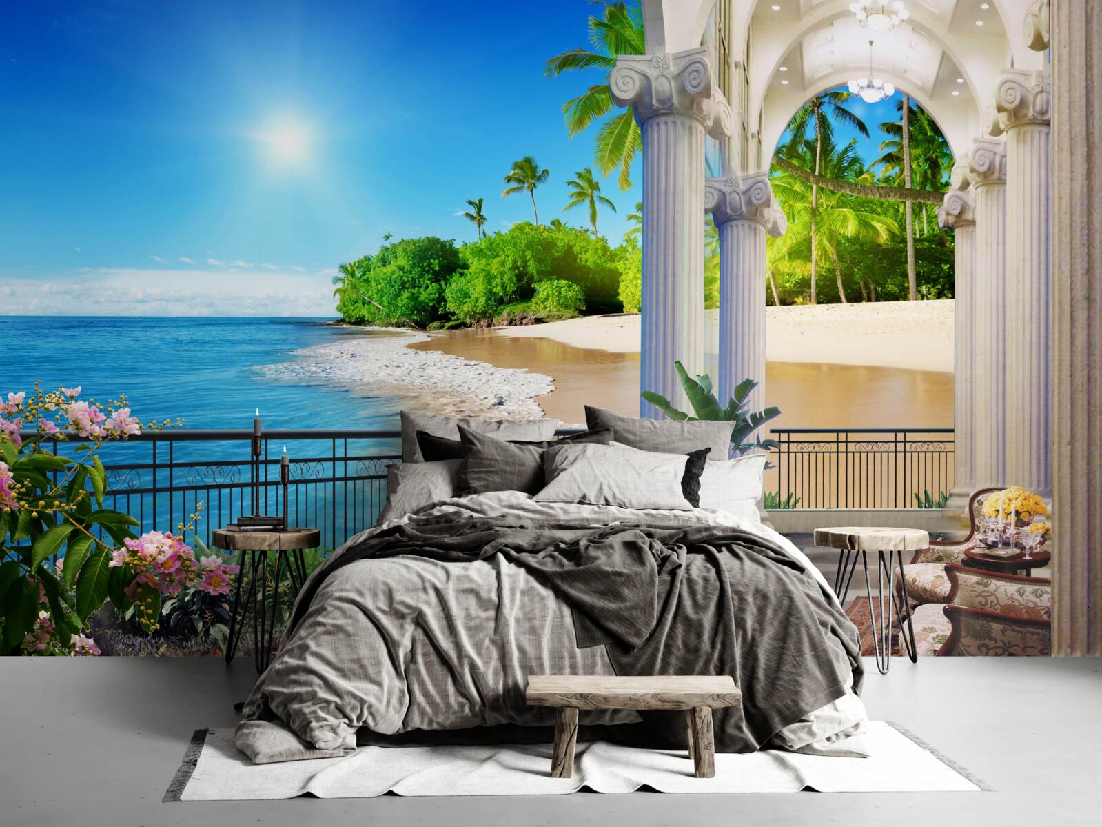 Фотошпалери яскравий сонячний день на тропічному узбережжі