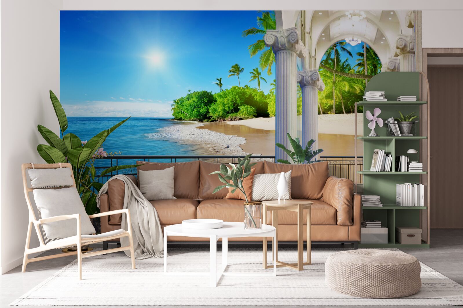 Фотошпалери яскравий сонячний день на тропічному узбережжі