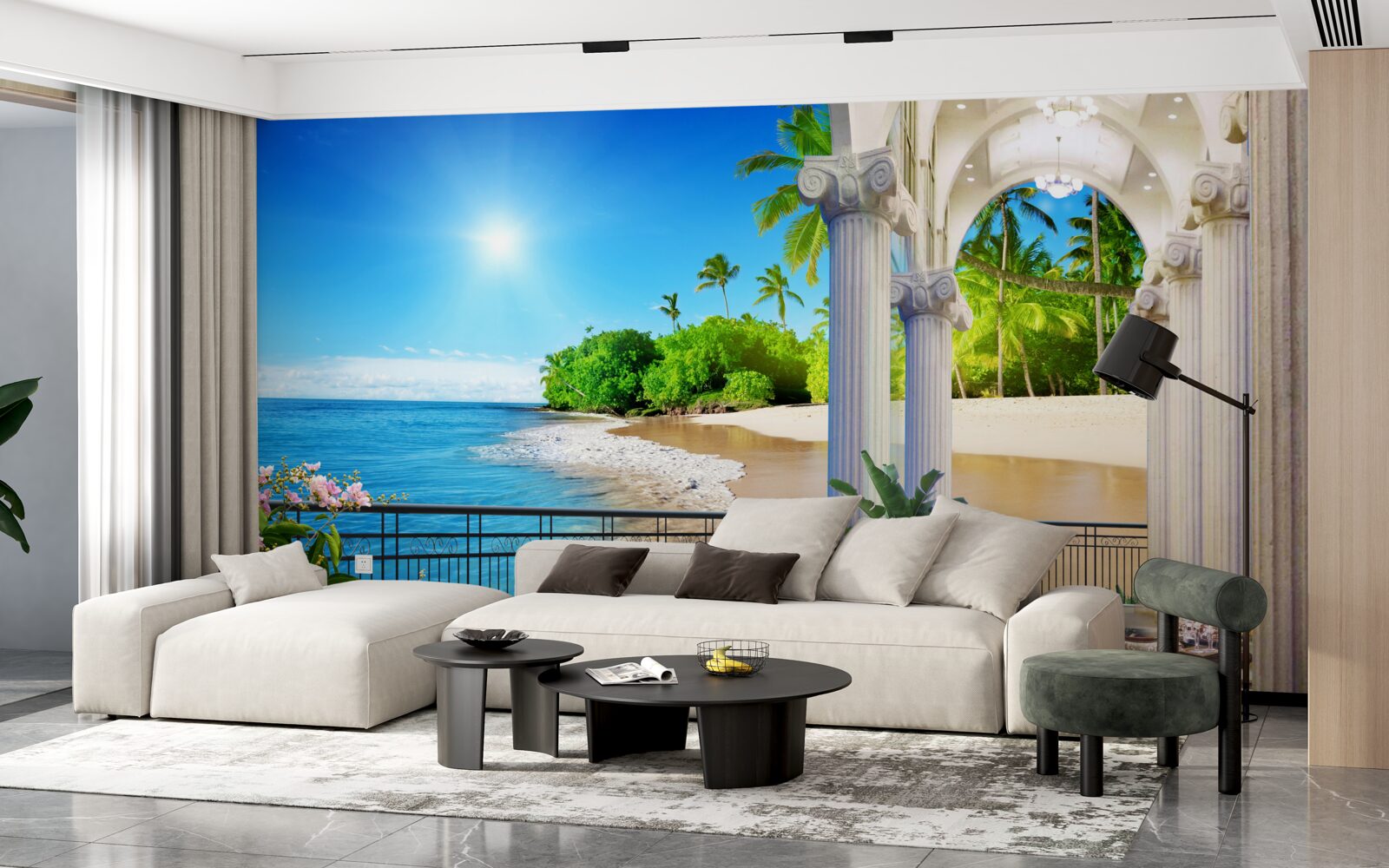 Фотошпалери яскравий сонячний день на тропічному узбережжі