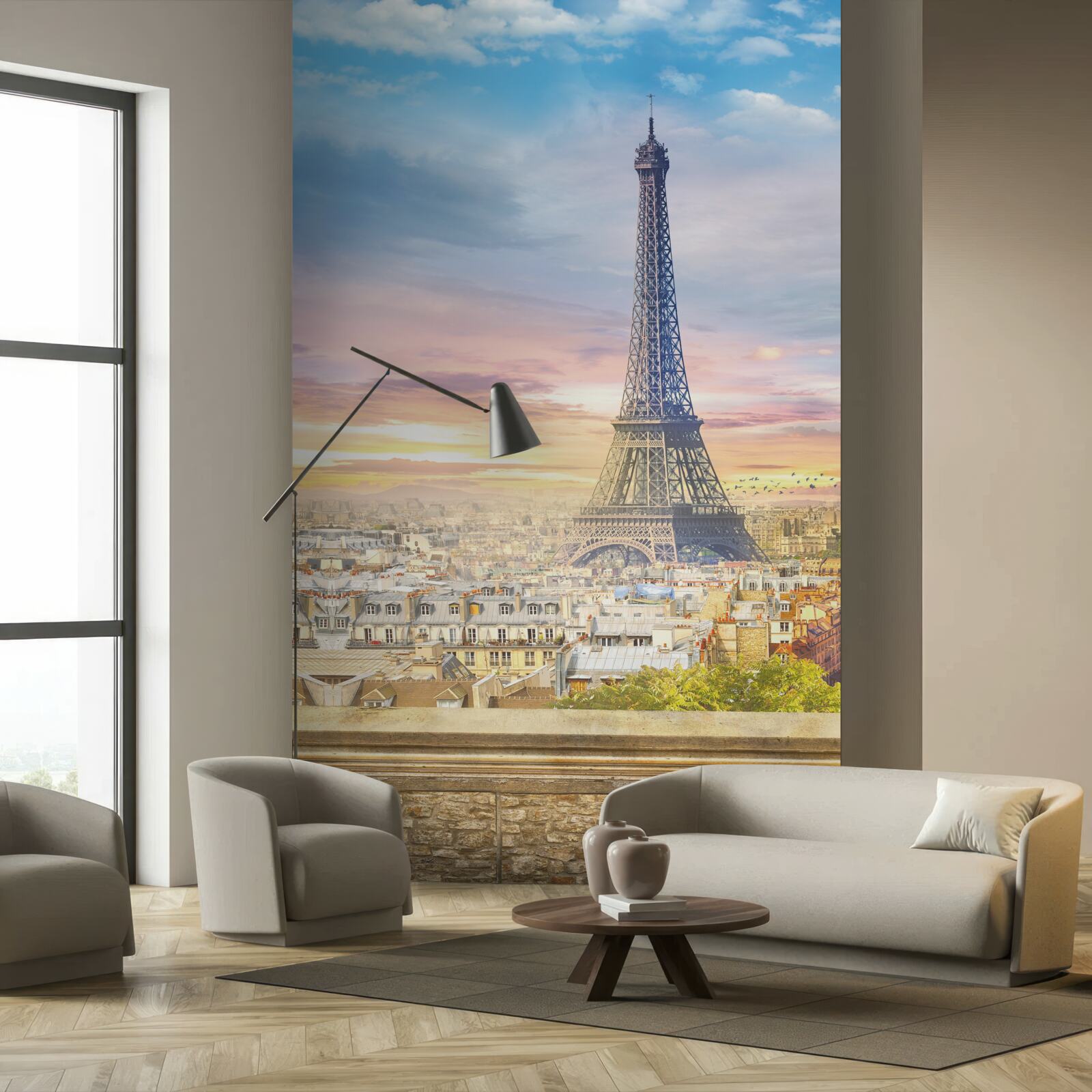 Фотошпалери чудовий вид на Ейфелеву вежу та міський горизонт
