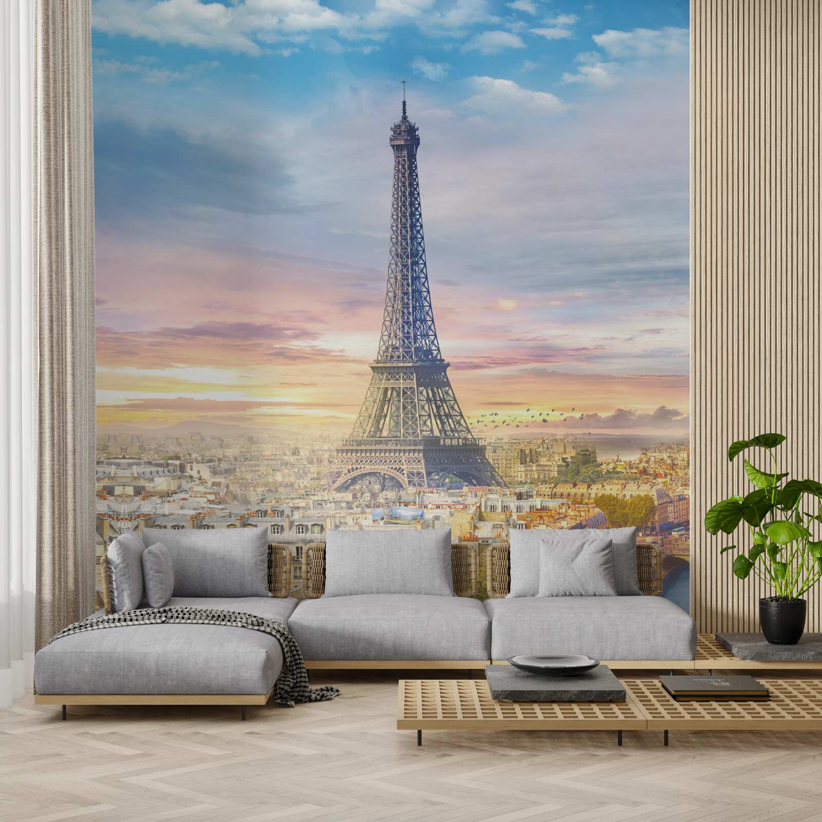 Фотошпалери чудовий вид на Ейфелеву вежу та міський горизонт
