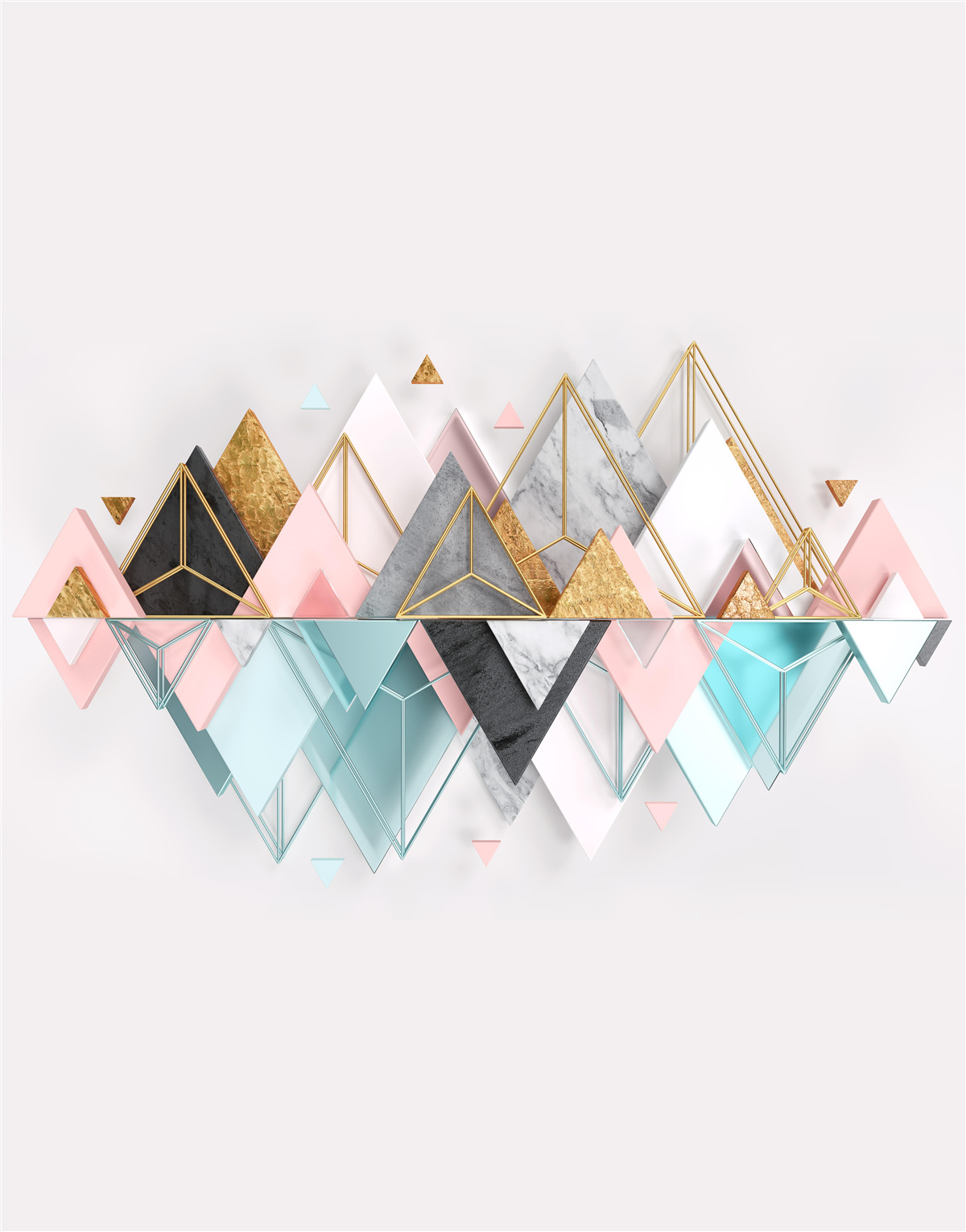 Фотошпалери хвойний ліс, зображений у вигляді трикутників