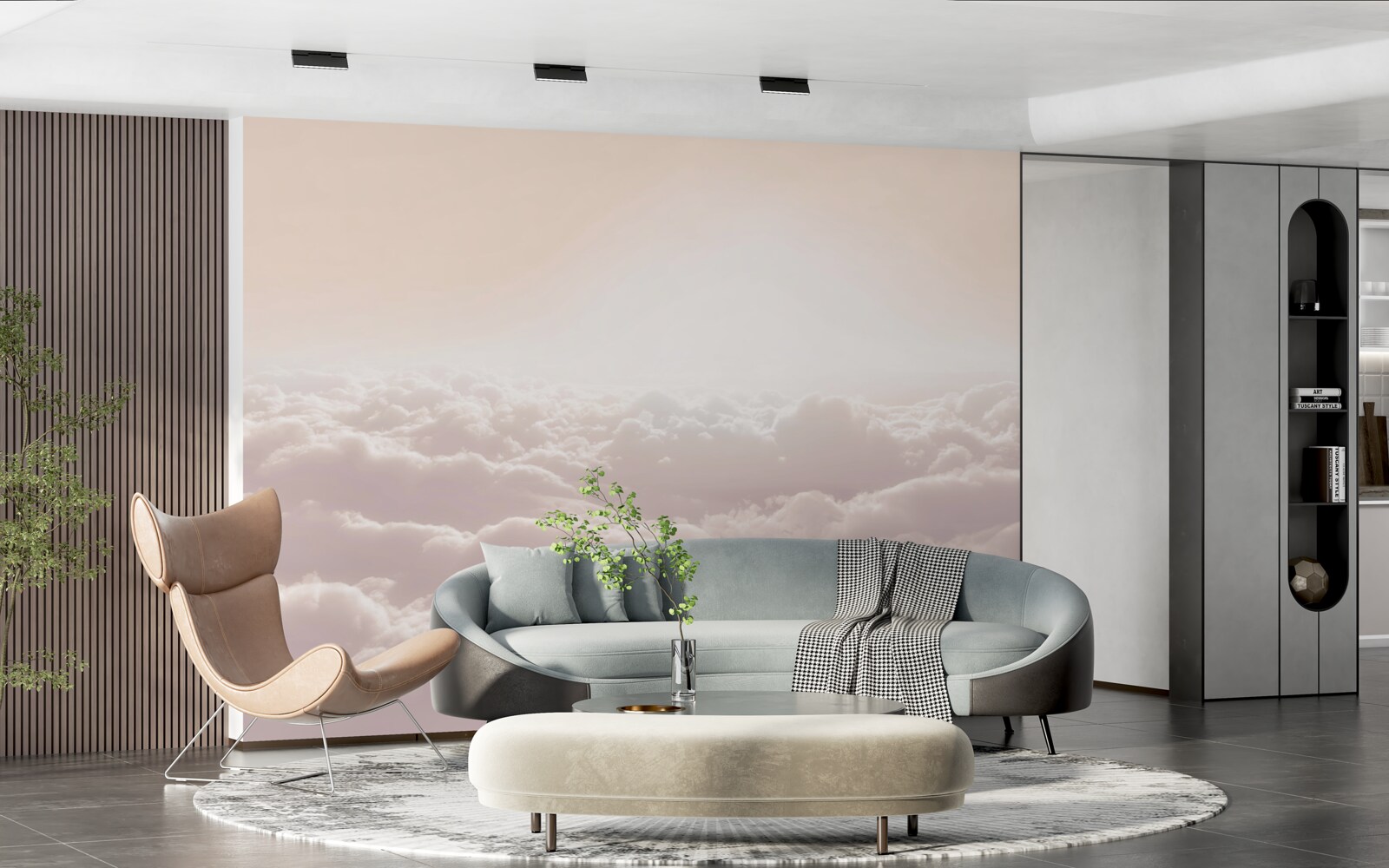 Фотошпалери пухнасті хмари і сонце