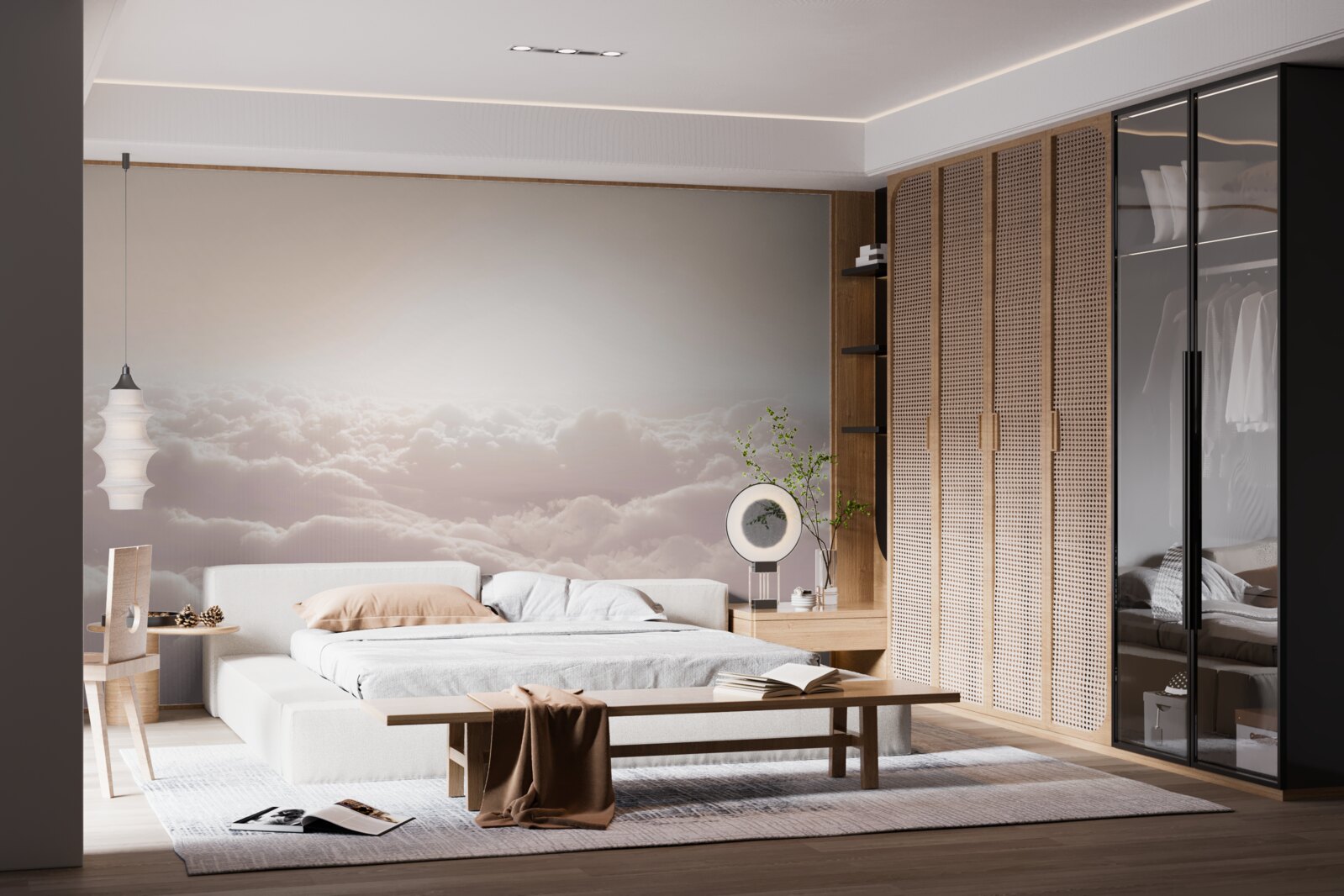 Фотошпалери пухнасті хмари і сонце