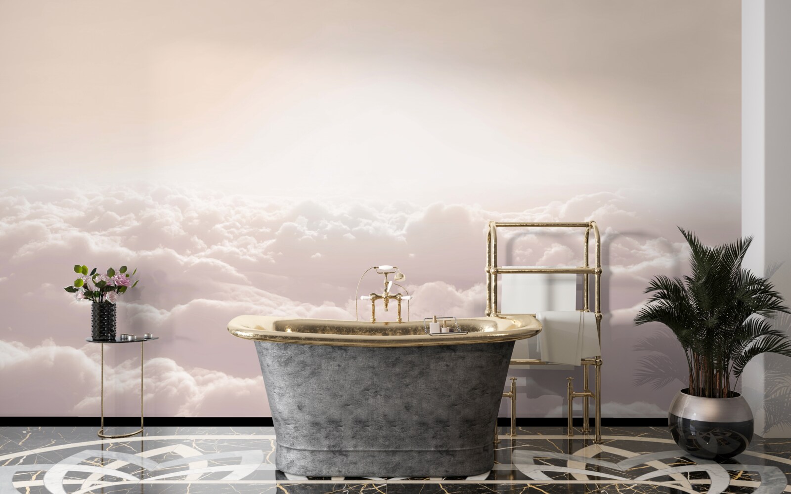 Фотошпалери пухнасті хмари і сонце