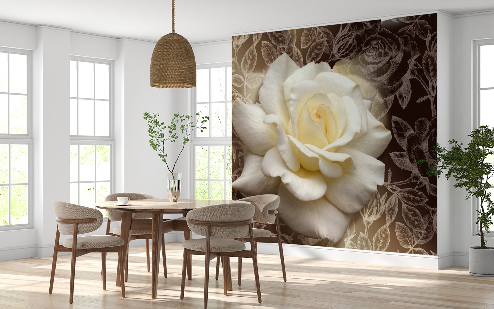 Фотошпалери чудова білосніжна квітка троянди