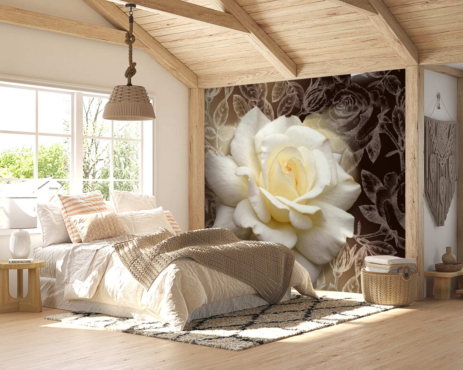 Фотошпалери чудова білосніжна квітка троянди