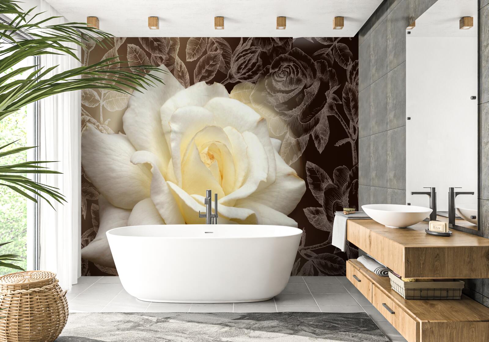 Фотошпалери чудова білосніжна квітка троянди