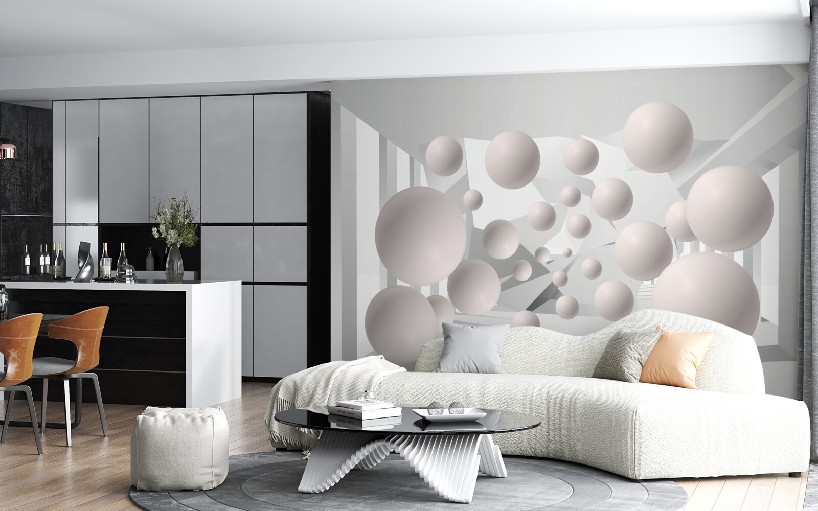 Фотошпалери повітряні кульки світло-кремового кольору