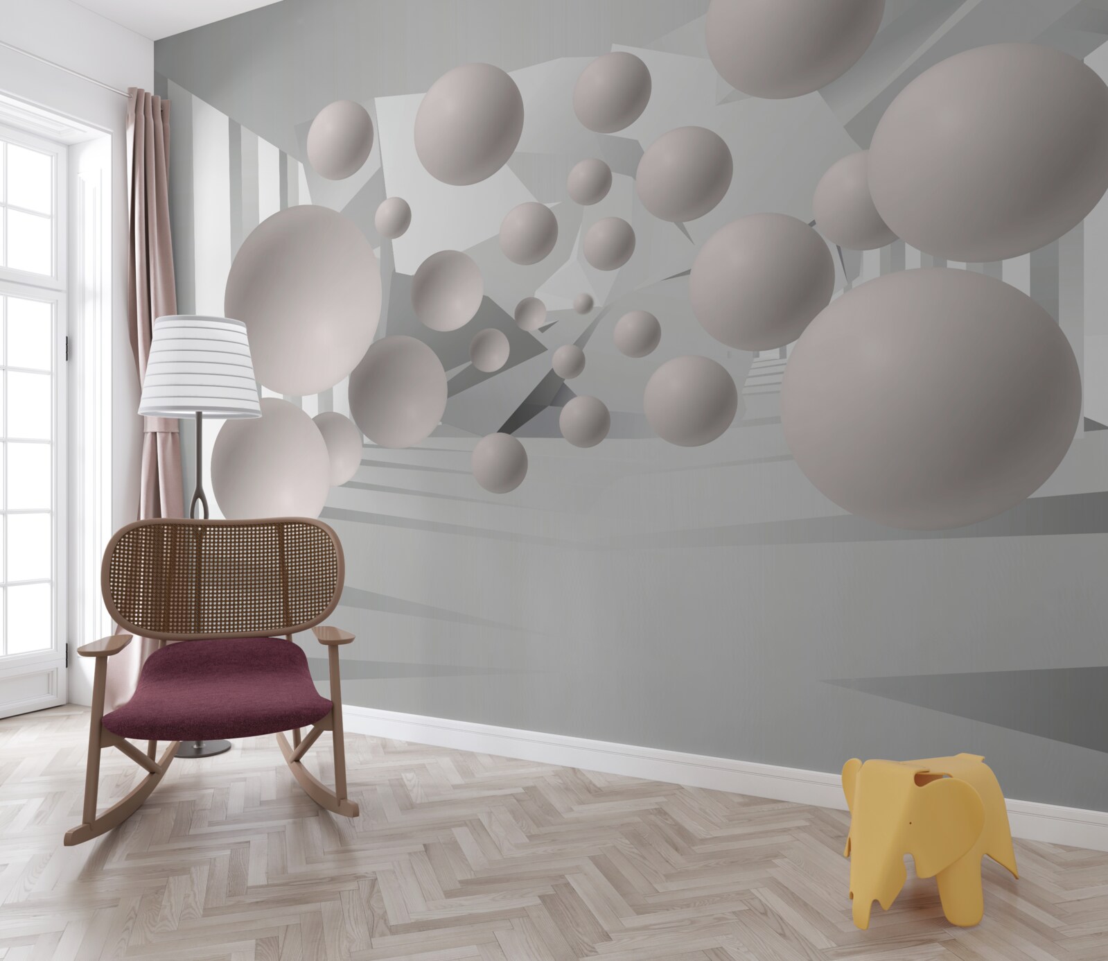 Фотошпалери повітряні кульки світло-кремового кольору