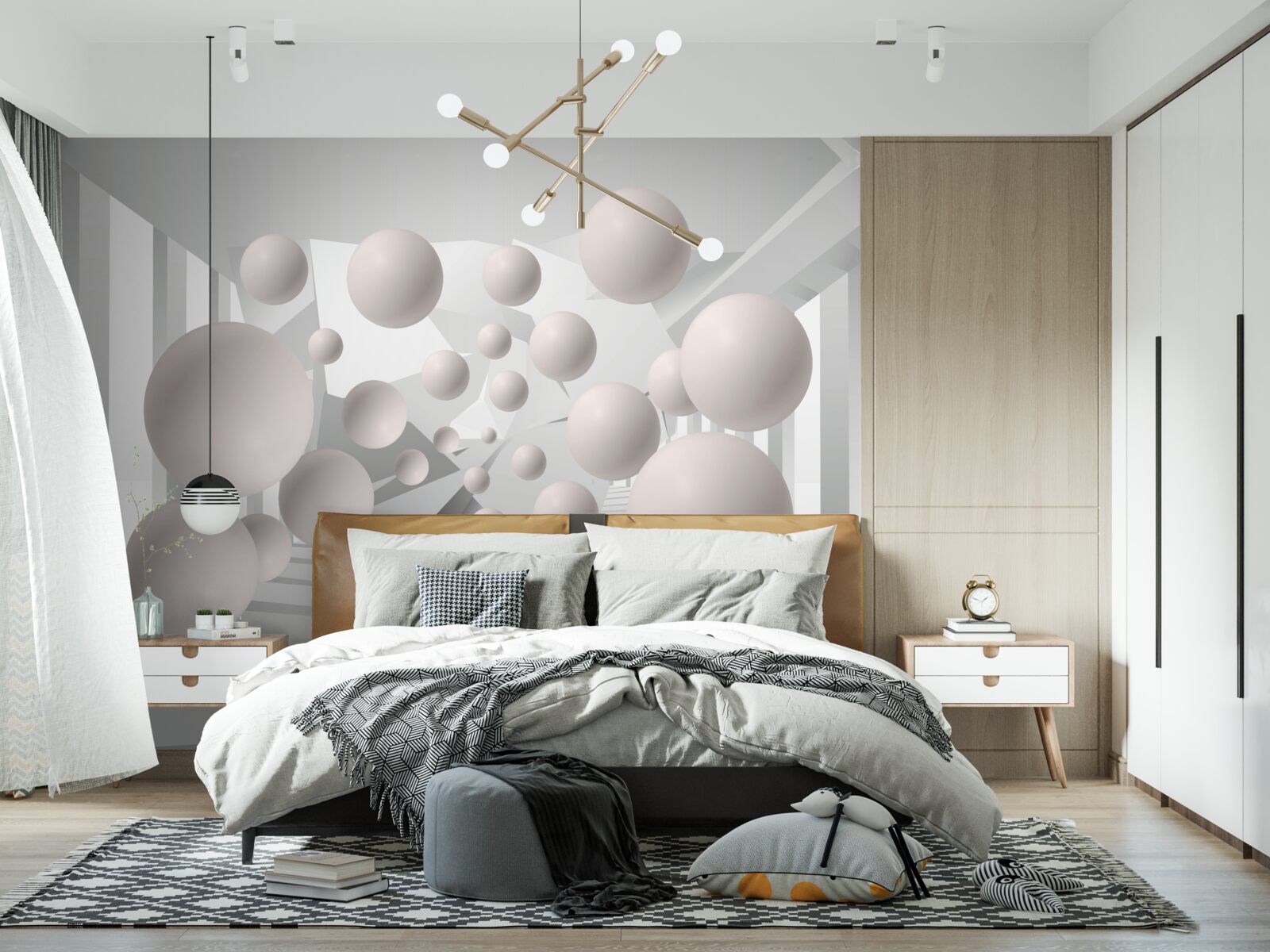 Фотошпалери повітряні кульки світло-кремового кольору