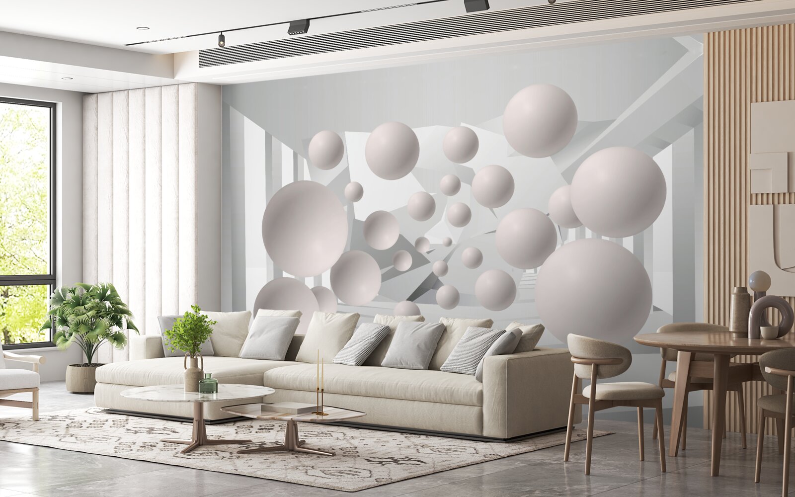 Фотошпалери повітряні кульки світло-кремового кольору