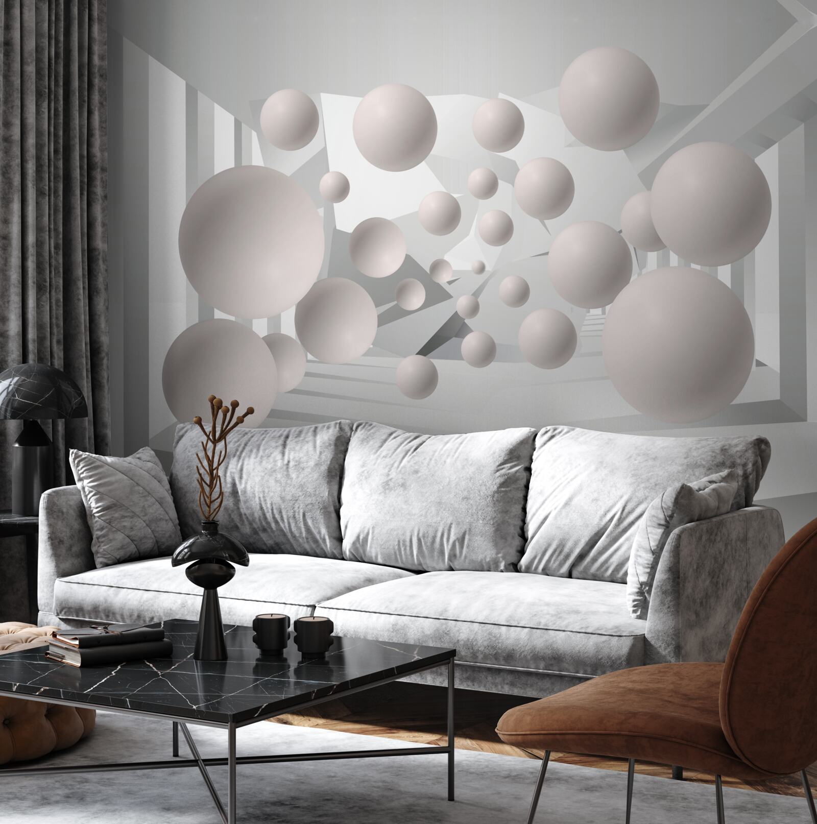 Фотошпалери повітряні кульки світло-кремового кольору