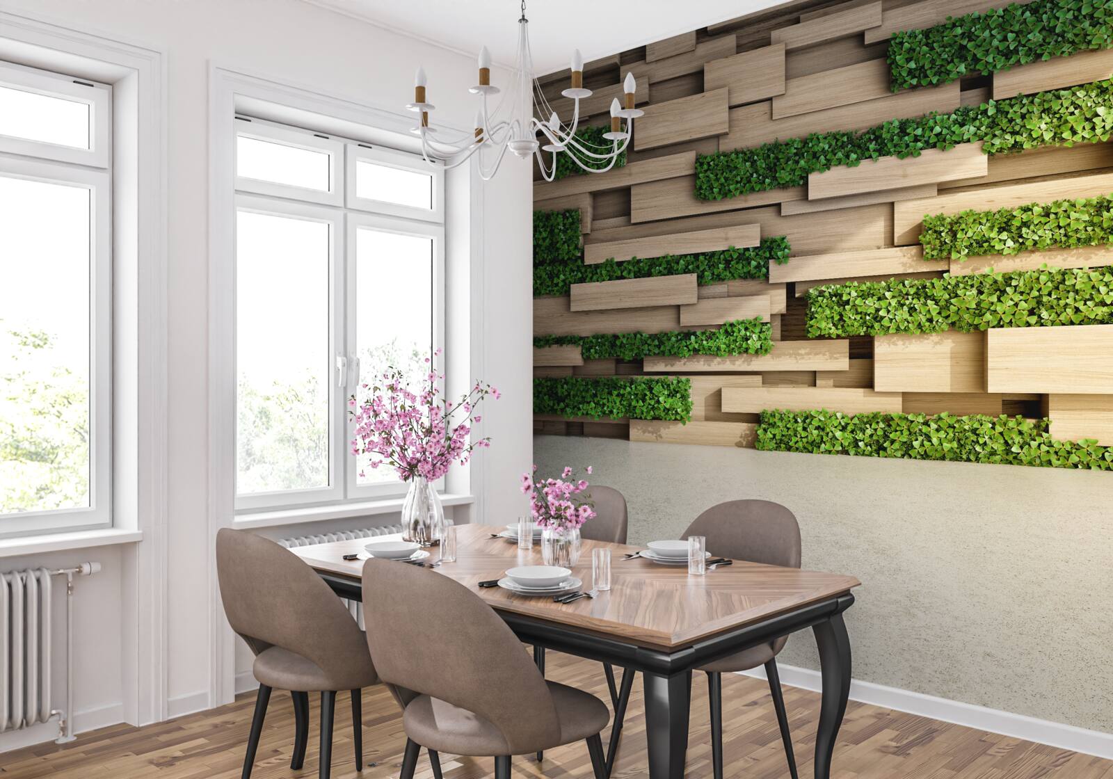 Фотошпалери зелений мох і кам'яна стіна