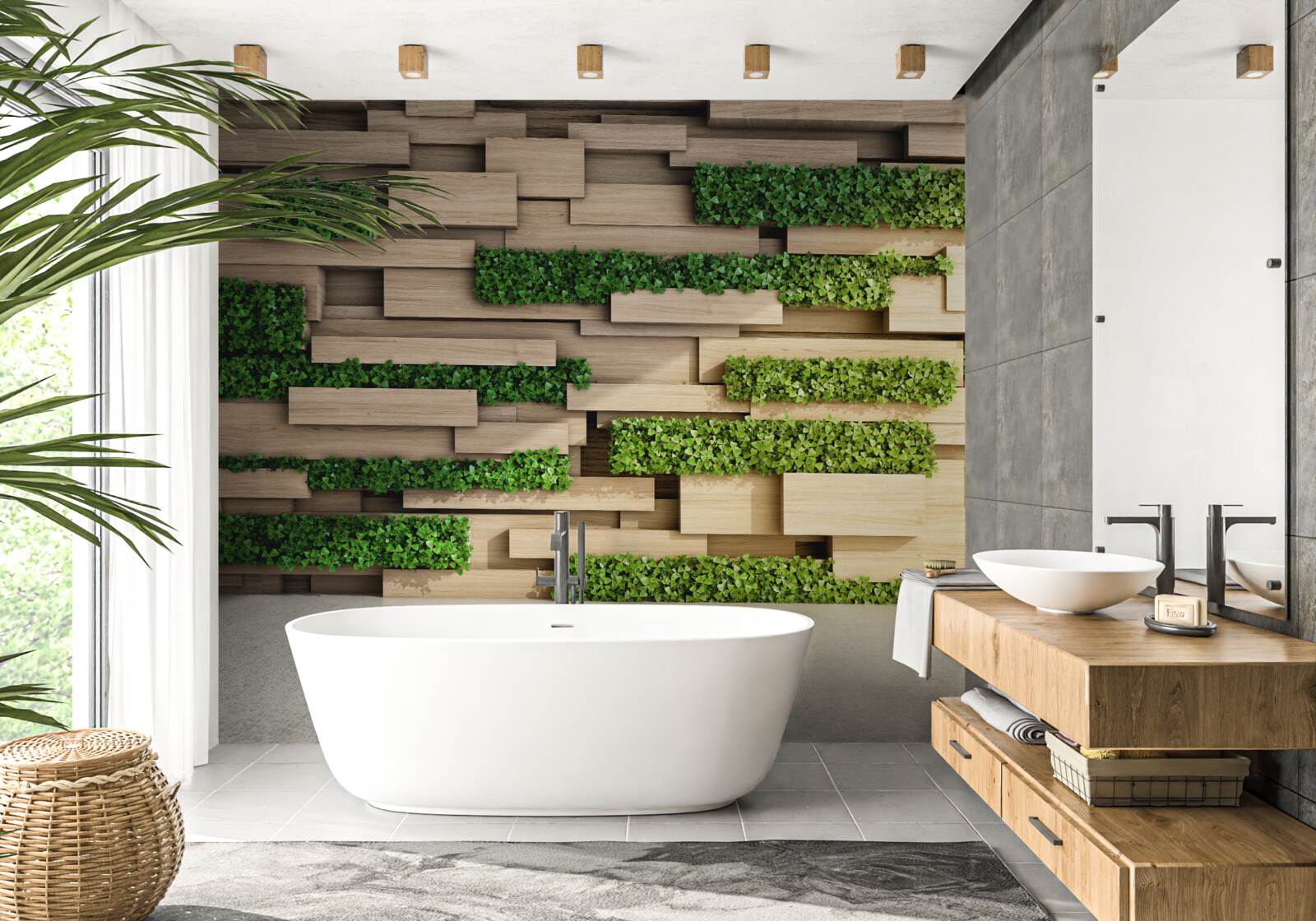 Фотошпалери зелений мох і кам'яна стіна