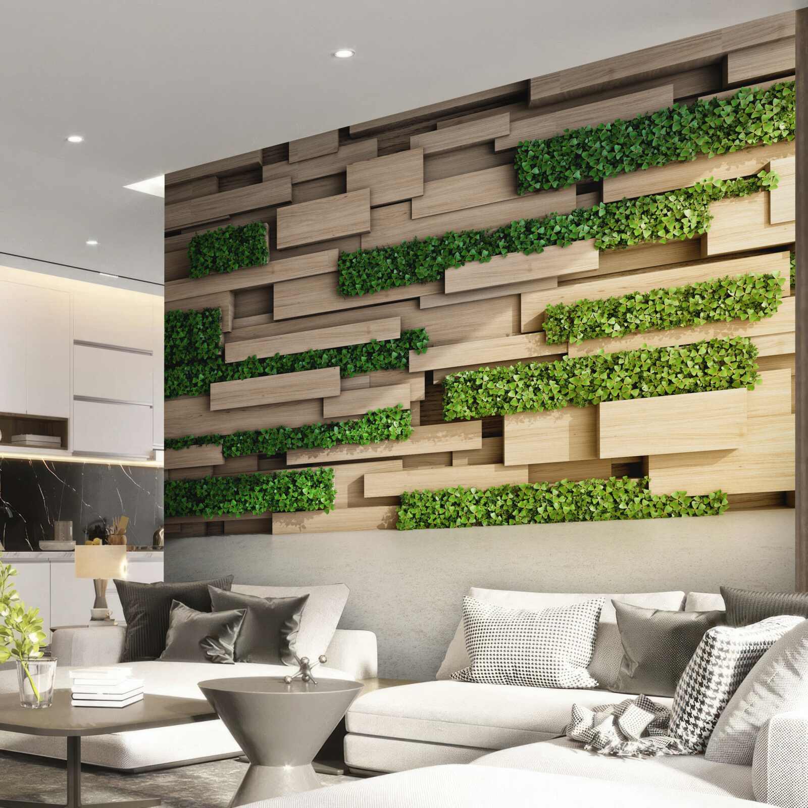 Фотошпалери зелений мох і кам'яна стіна