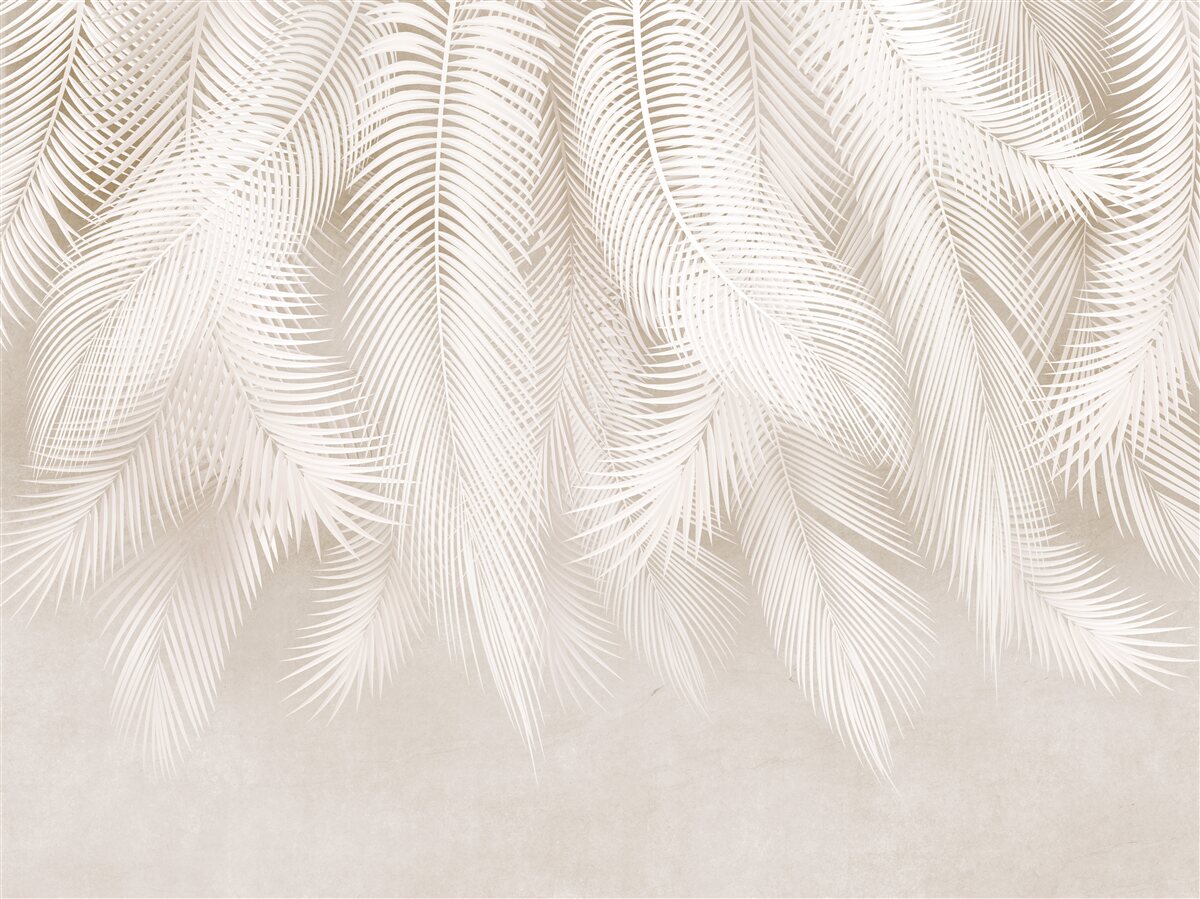 Фотошпалери яскраві папороті на тлі світлих відтінків