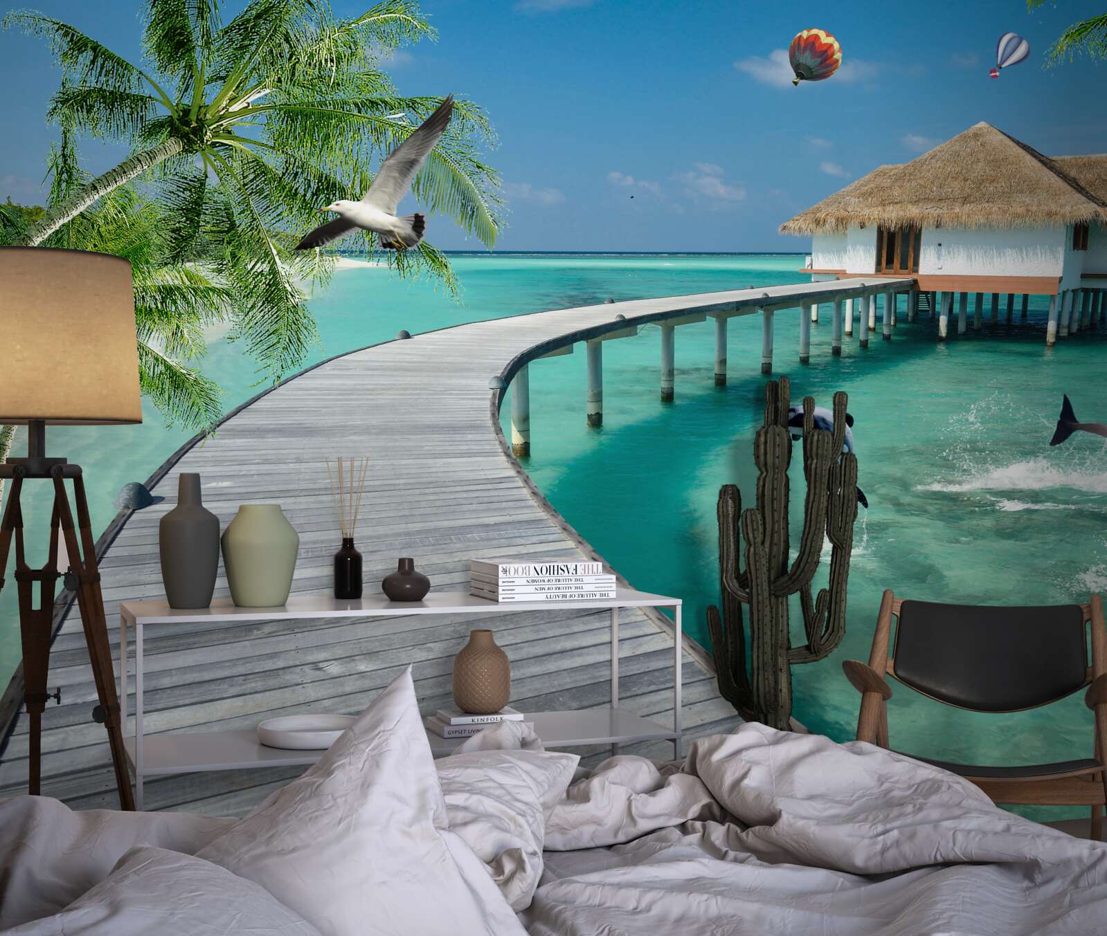 Фотошпалери дерев'яний міст над небесними водами