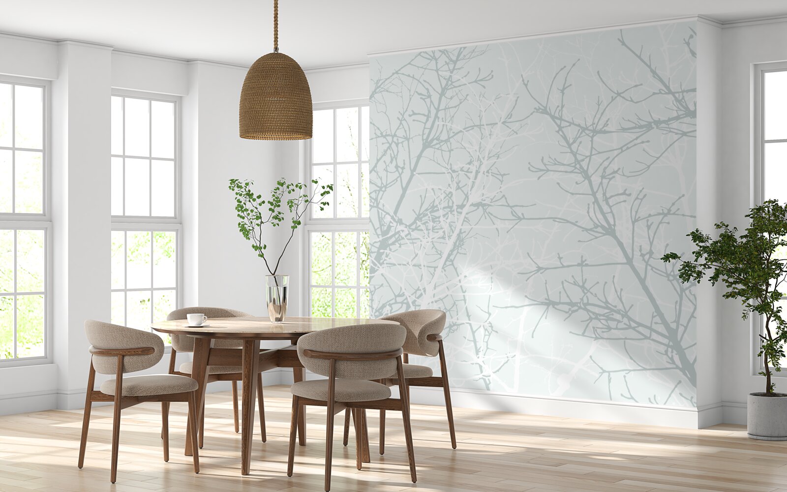 Фотошпалери тонкі гілки дерев восени