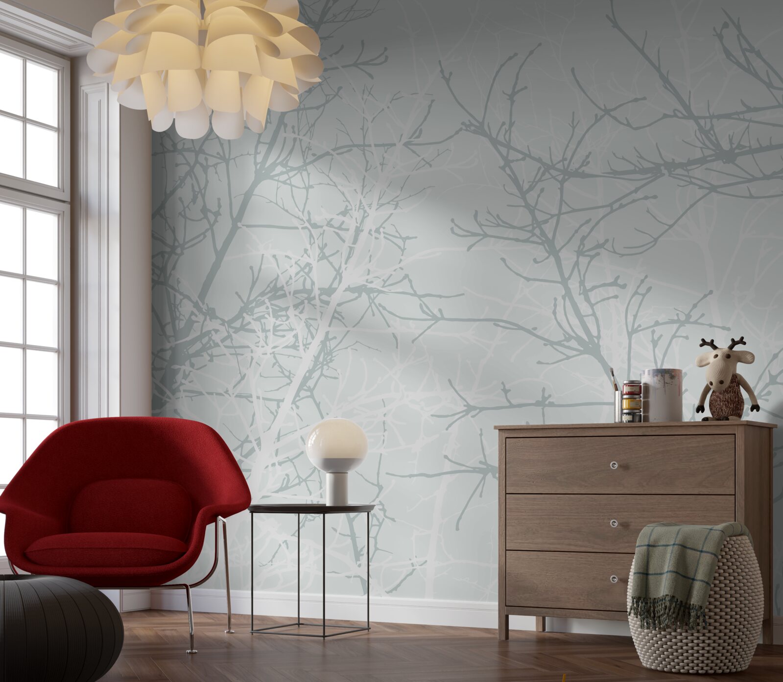 Фотошпалери тонкі гілки дерев восени