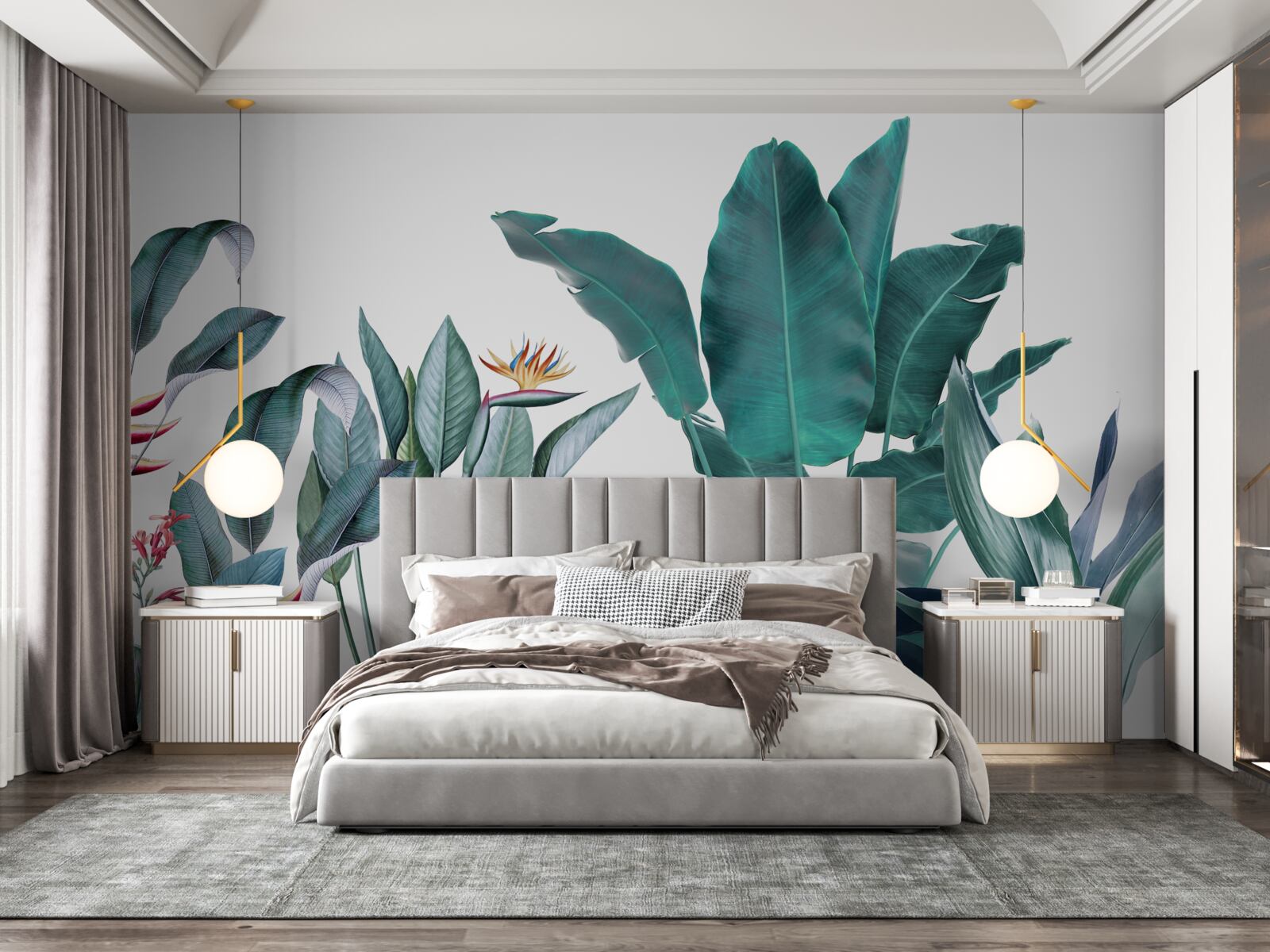 Фотошпалери зелені квіти в димних тропіках