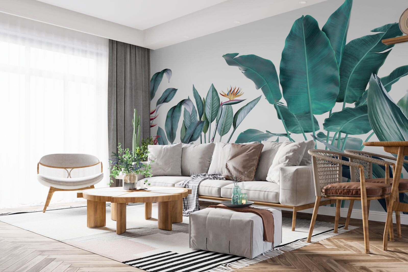 Фотошпалери зелені квіти в димних тропіках