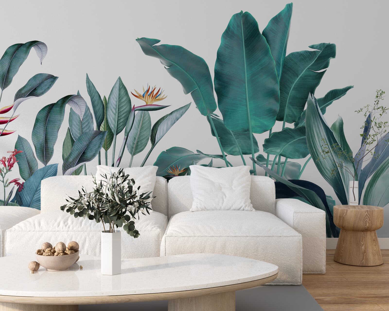 Фотошпалери зелені квіти в димних тропіках