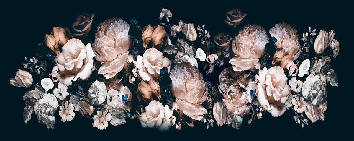 Фотошпалери Квіти у відтінках білого та рожевого в композиції