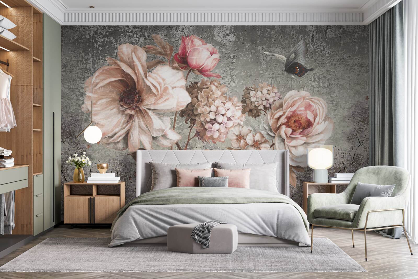 Фотошпалери ніжно-рожеві бутони красивих квітів