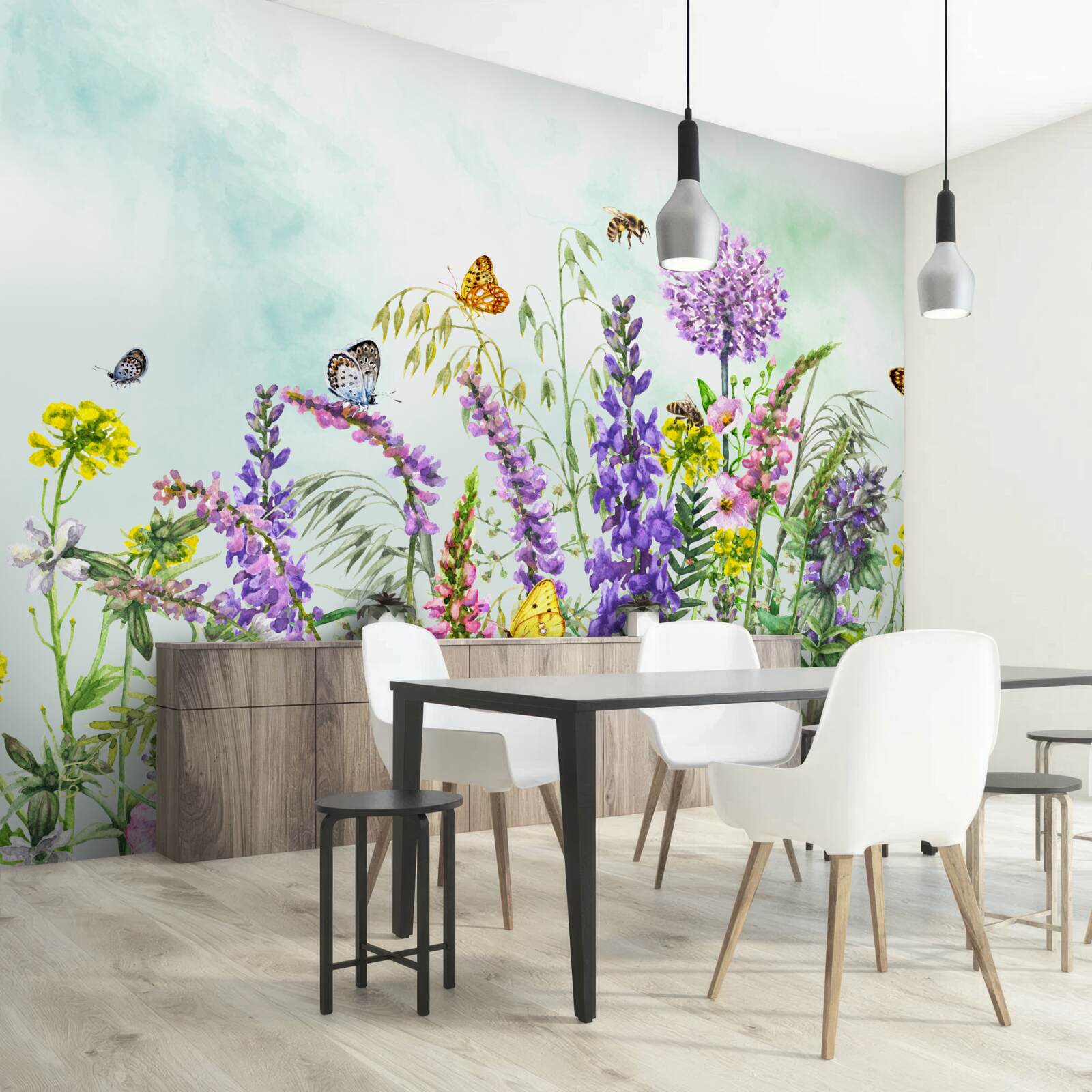 Фотошпалери лугові рослини влітку під ясним небом