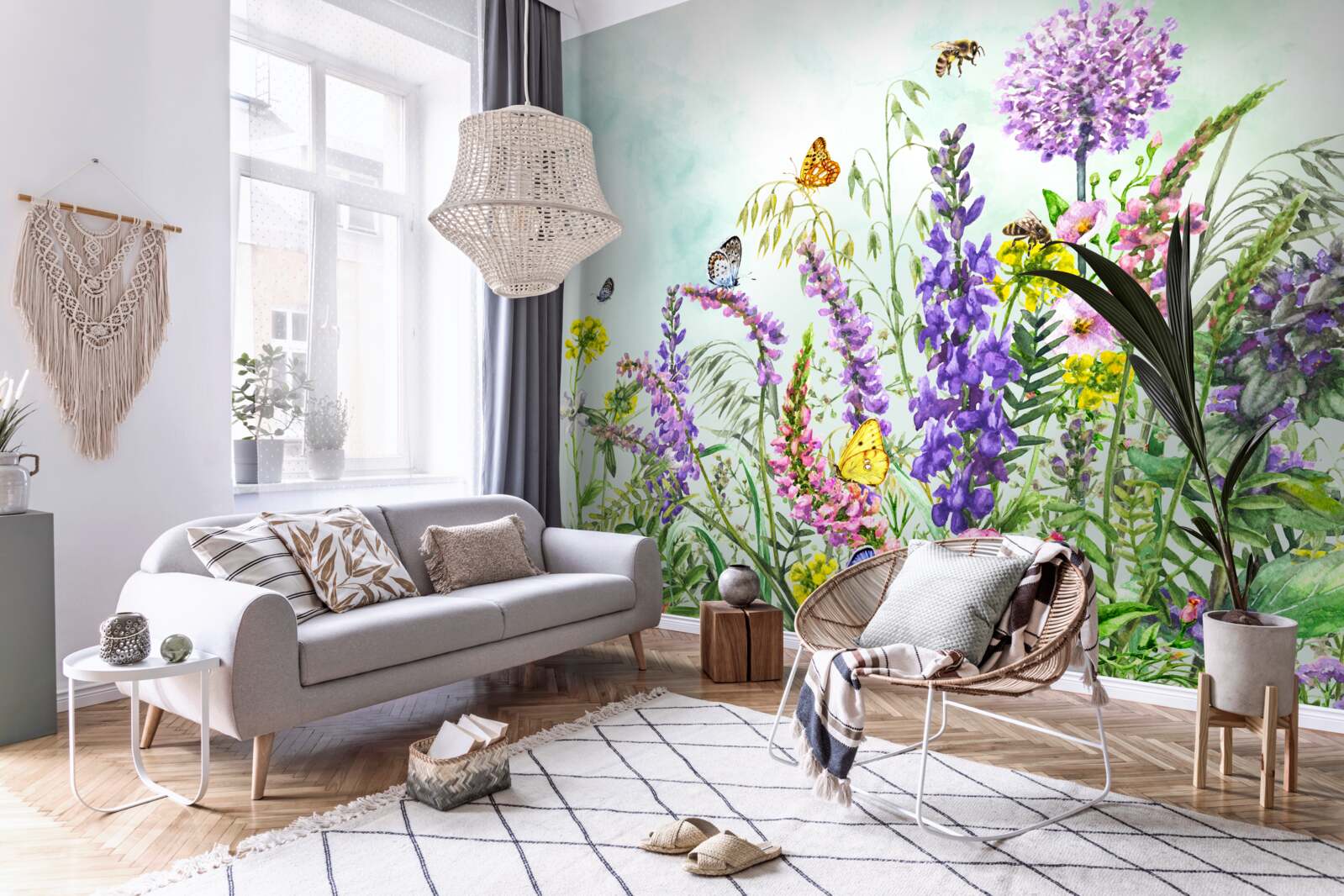 Фотошпалери лугові рослини влітку під ясним небом