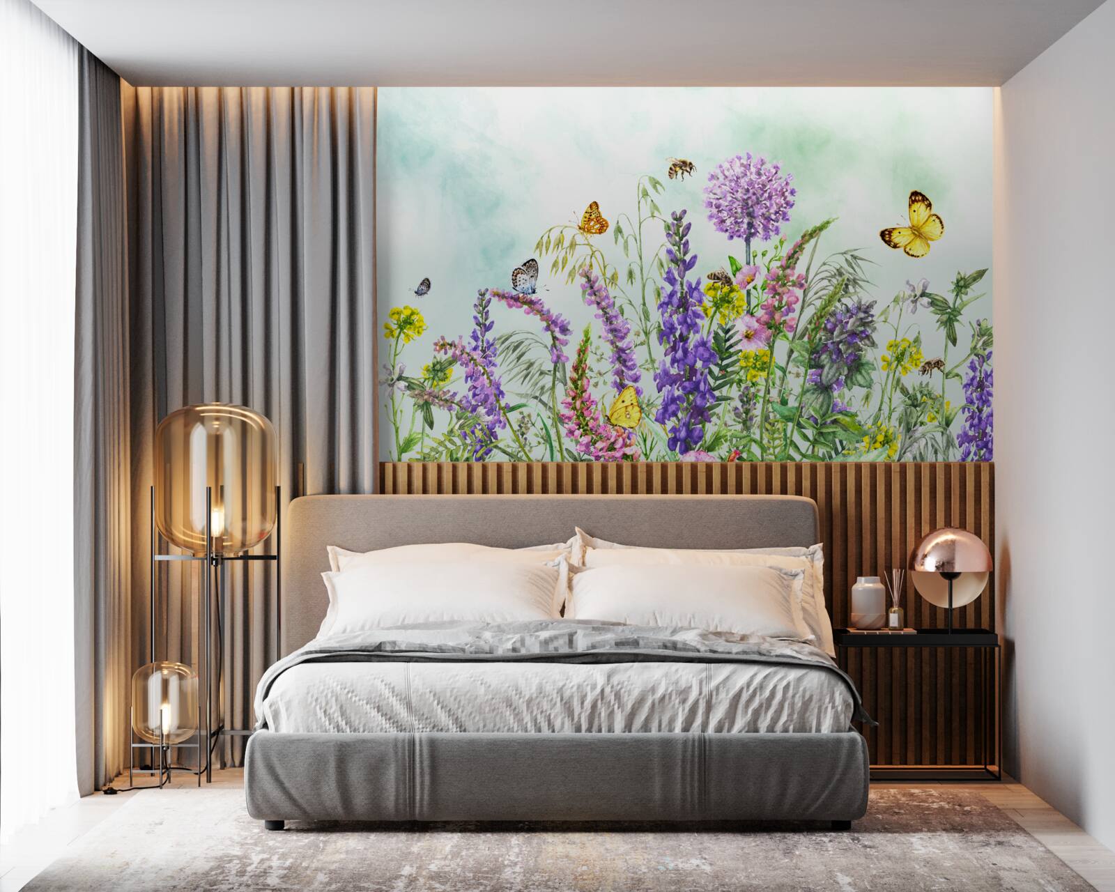 Фотошпалери лугові рослини влітку під ясним небом