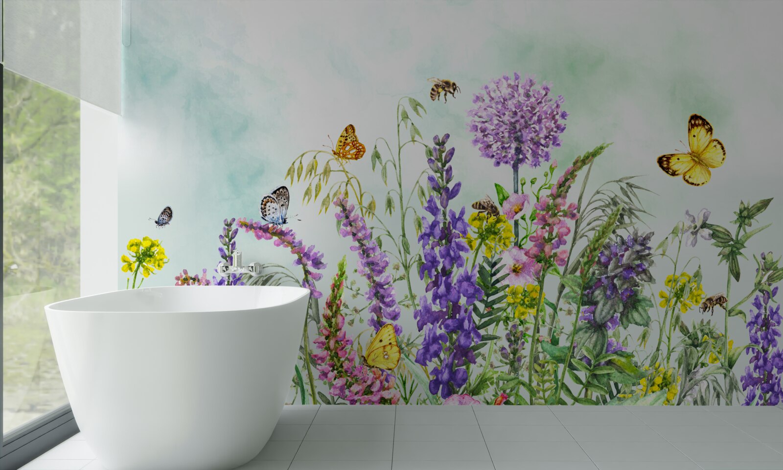 Фотошпалери лугові рослини влітку під ясним небом