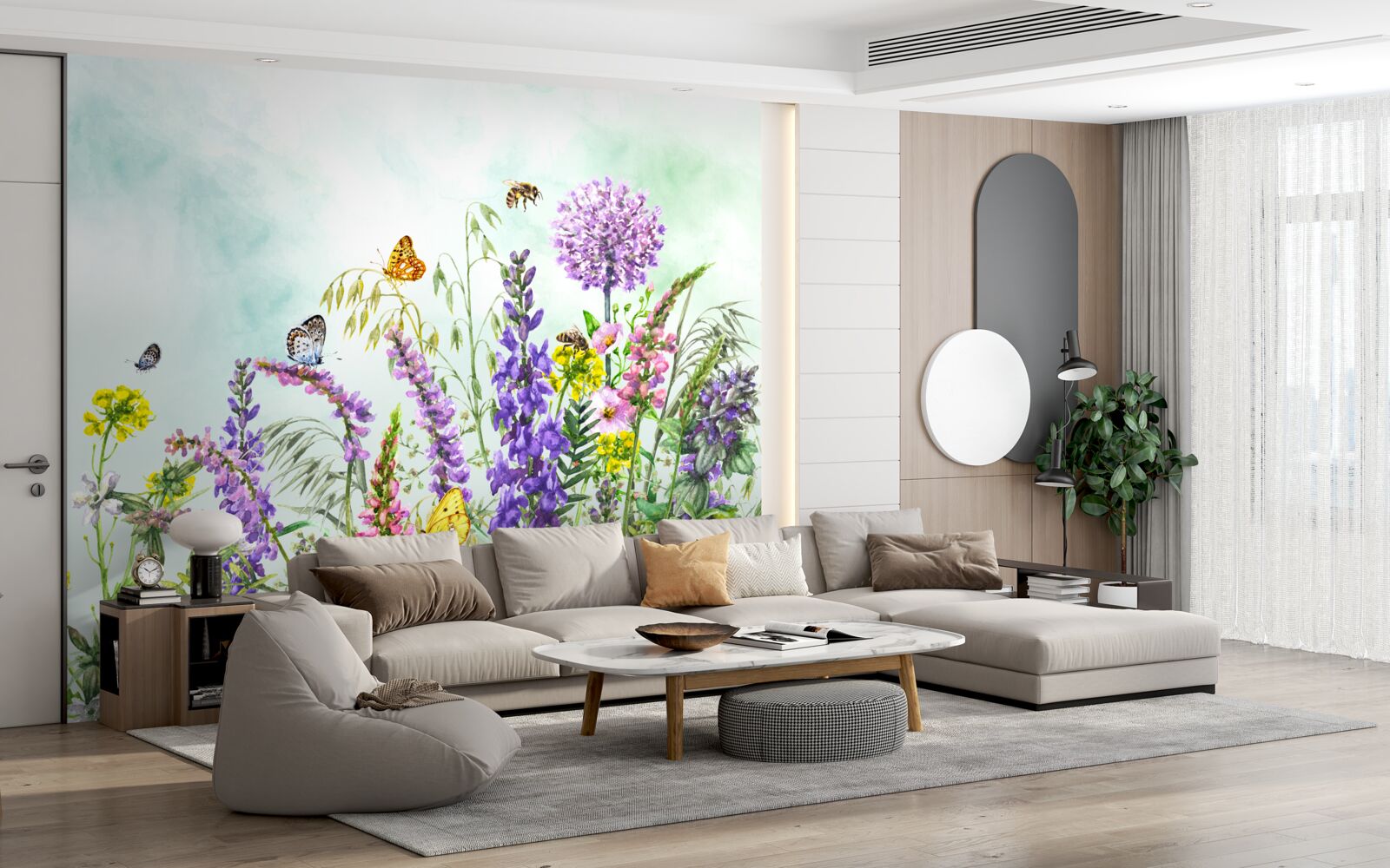 Фотошпалери лугові рослини влітку під ясним небом