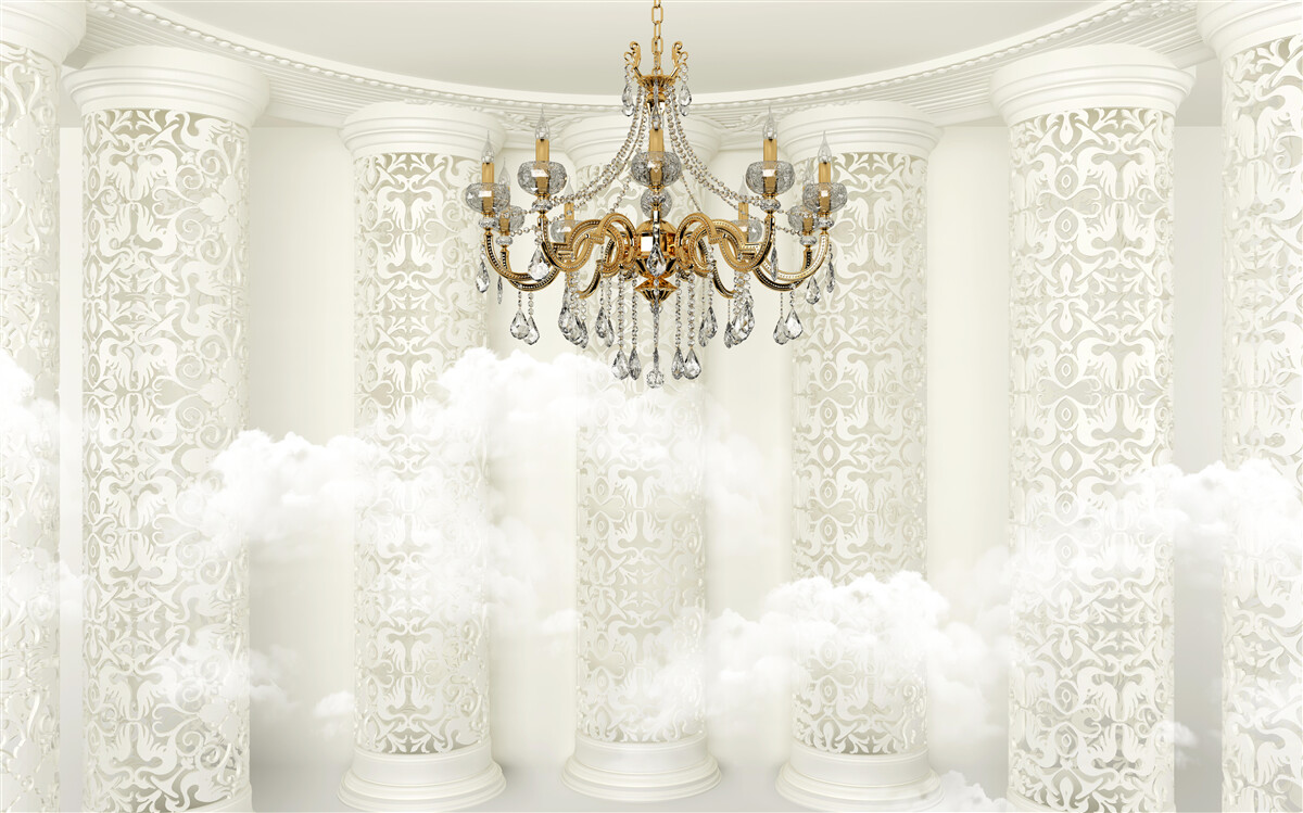 Фотошпалери люстра, оточена арками