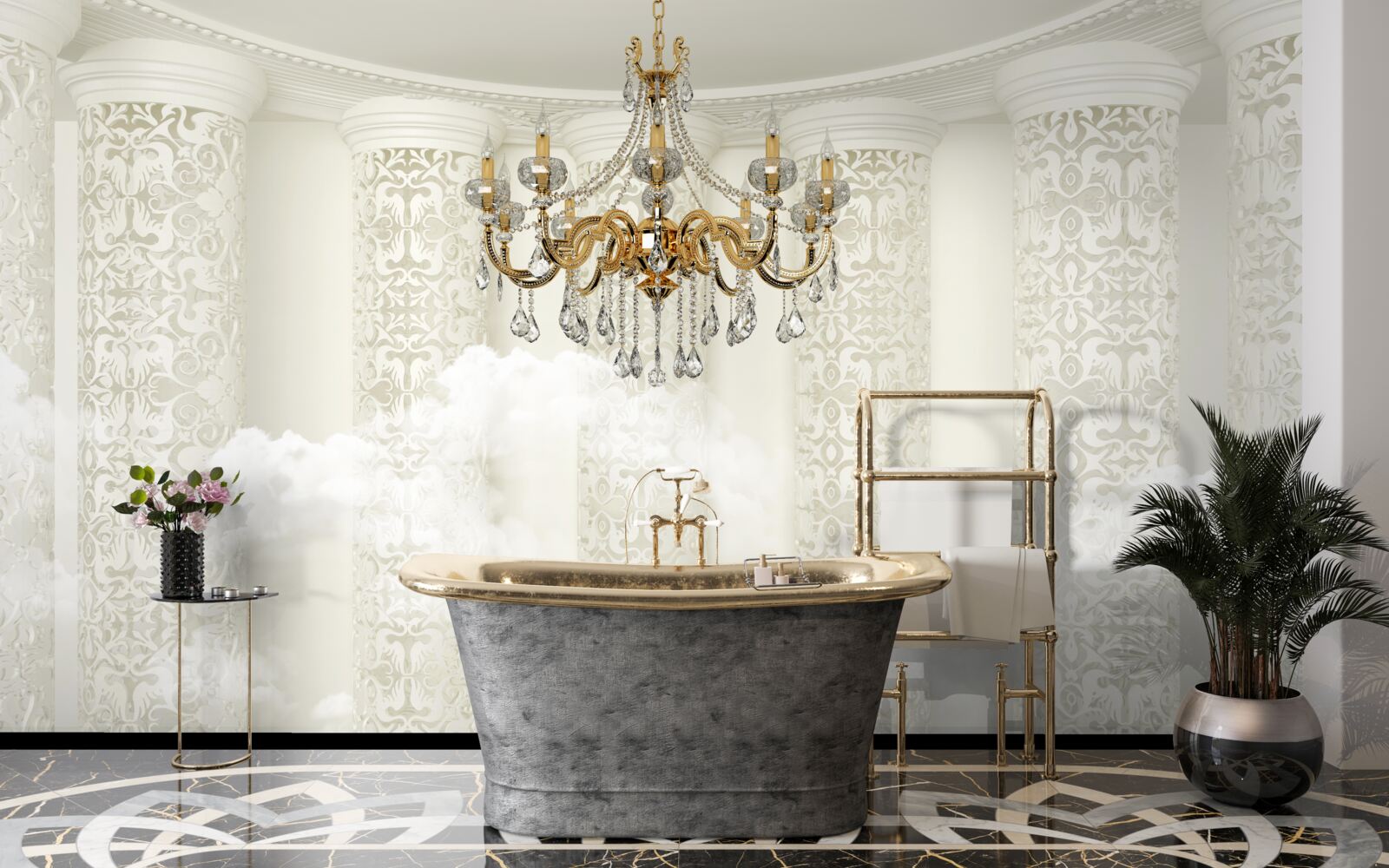 Фотошпалери люстра, оточена арками