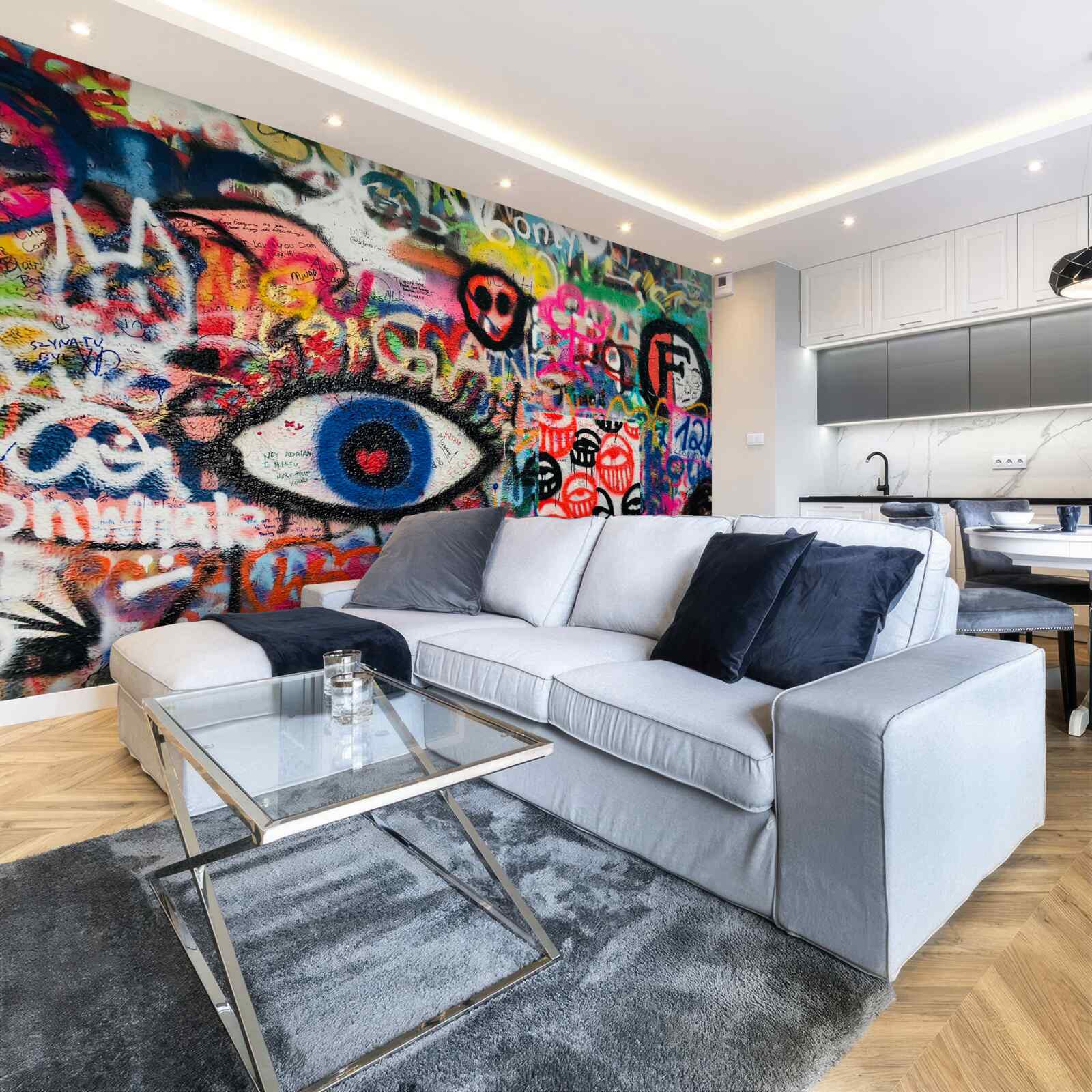 Фотошпалери райдужні графіті-композиції