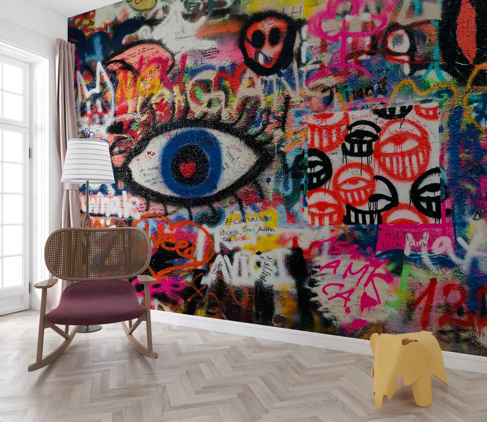 Фотошпалери райдужні графіті-композиції