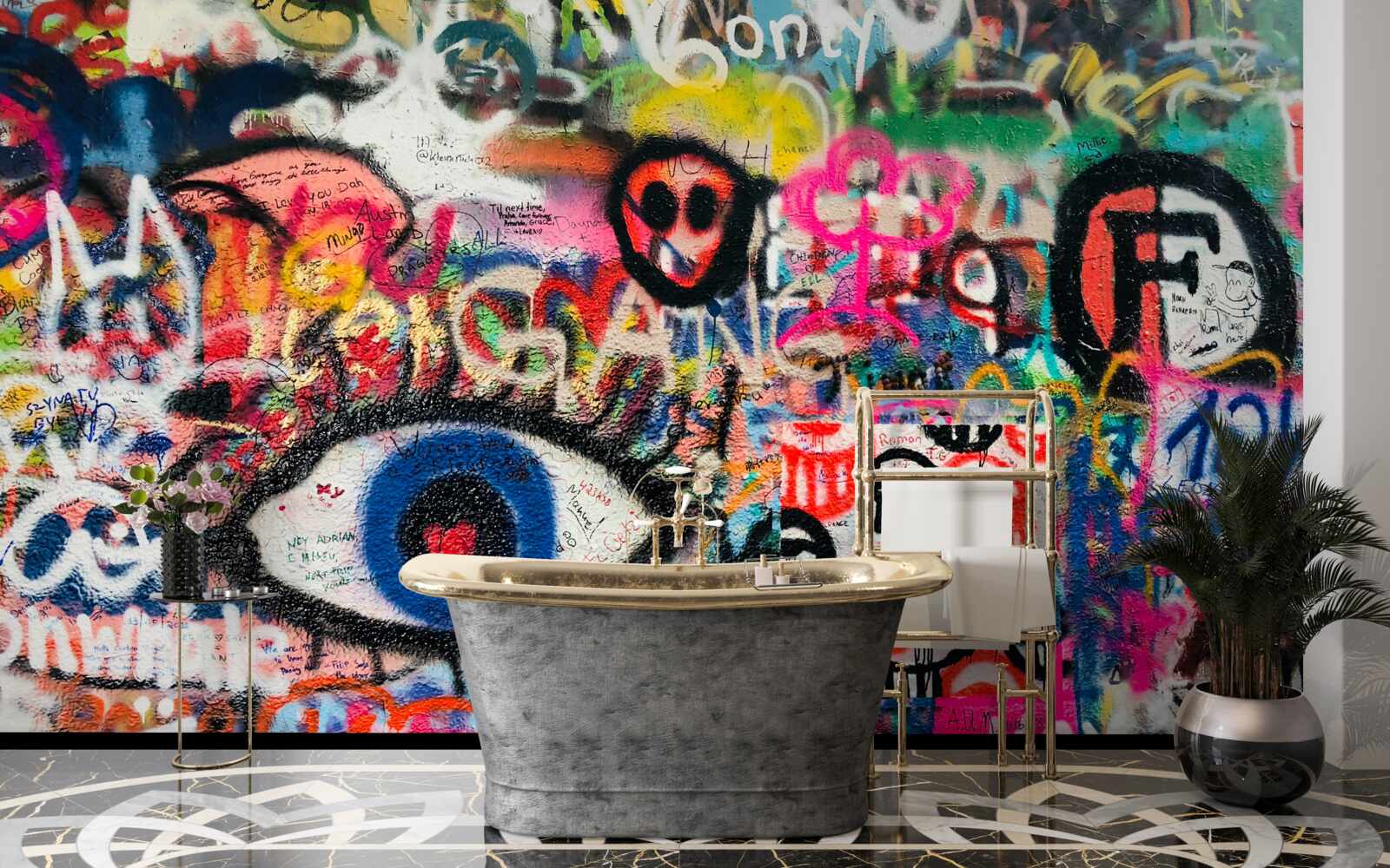 Фотошпалери райдужні графіті-композиції